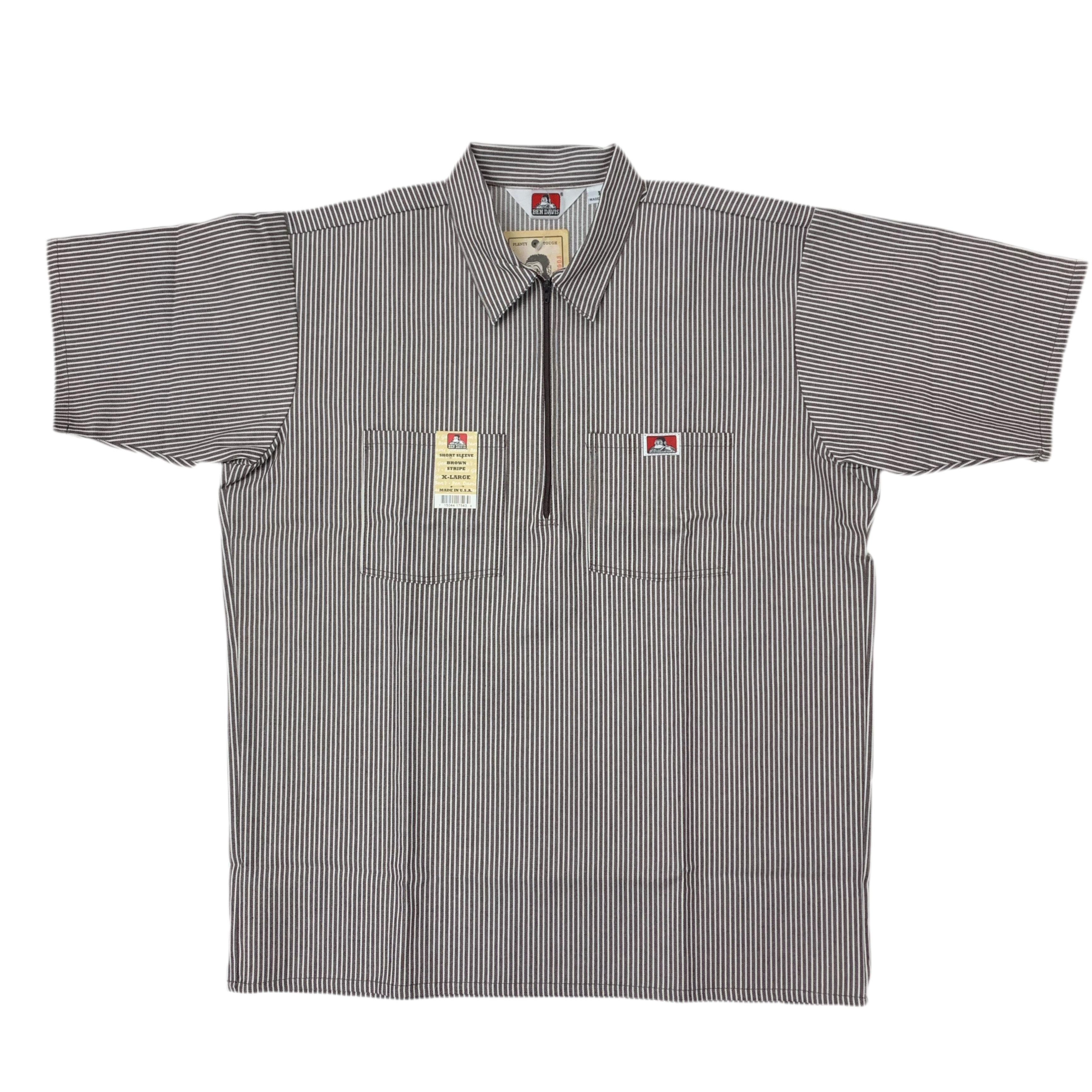 Ben Davis Short Sleeve Striped Half-Zip Shirt