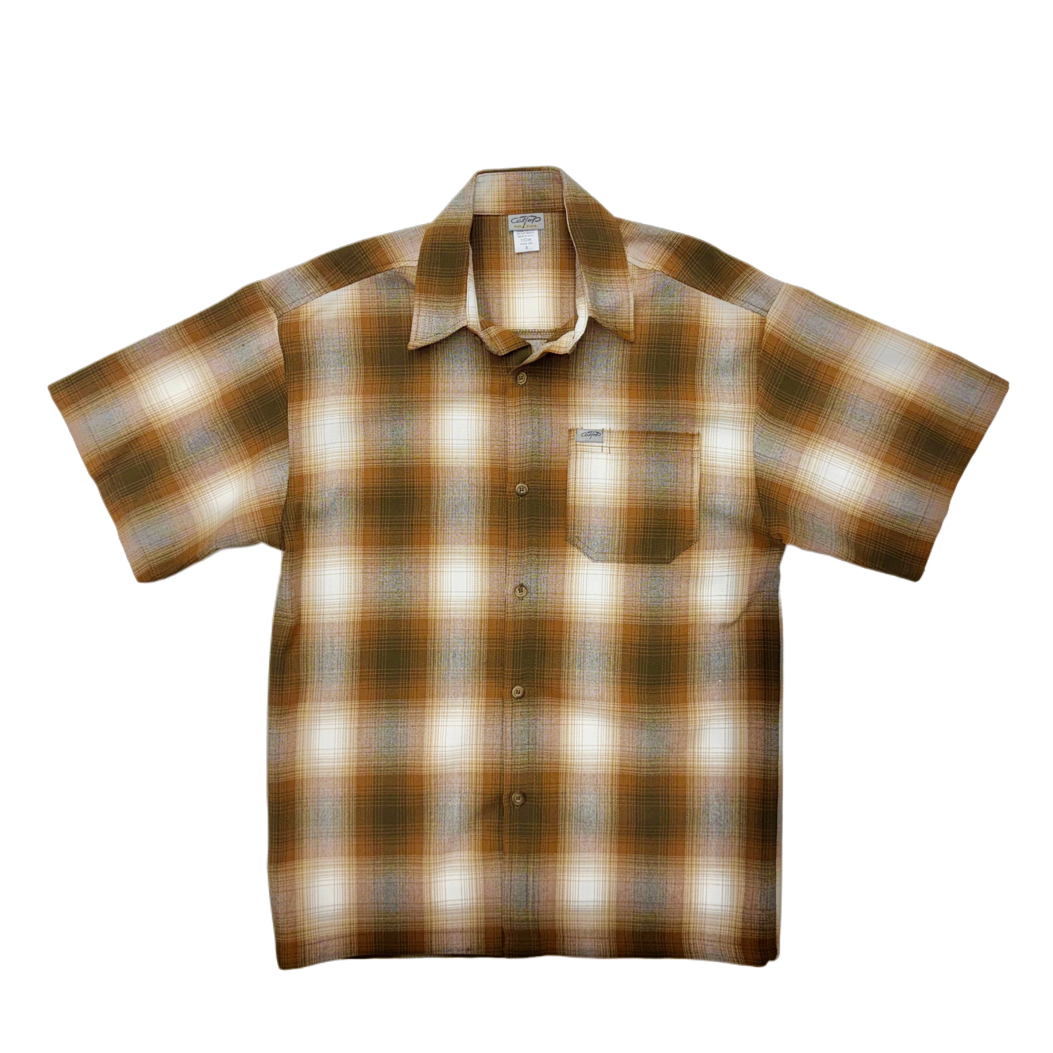 CALTOP Short Sleeve Plaid Flannel Shirts