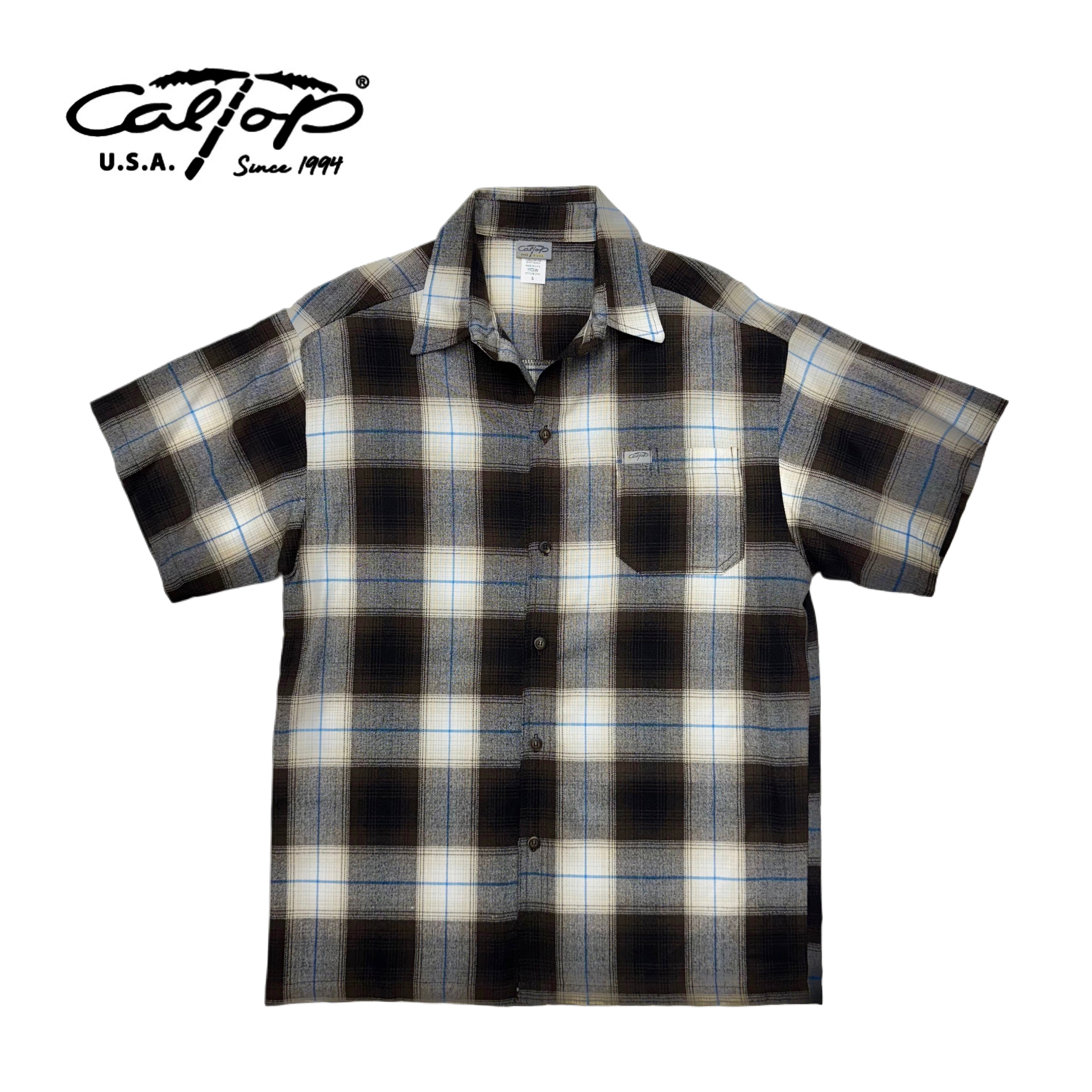CALTOP Short Sleeve Plaid Flannel Shirts