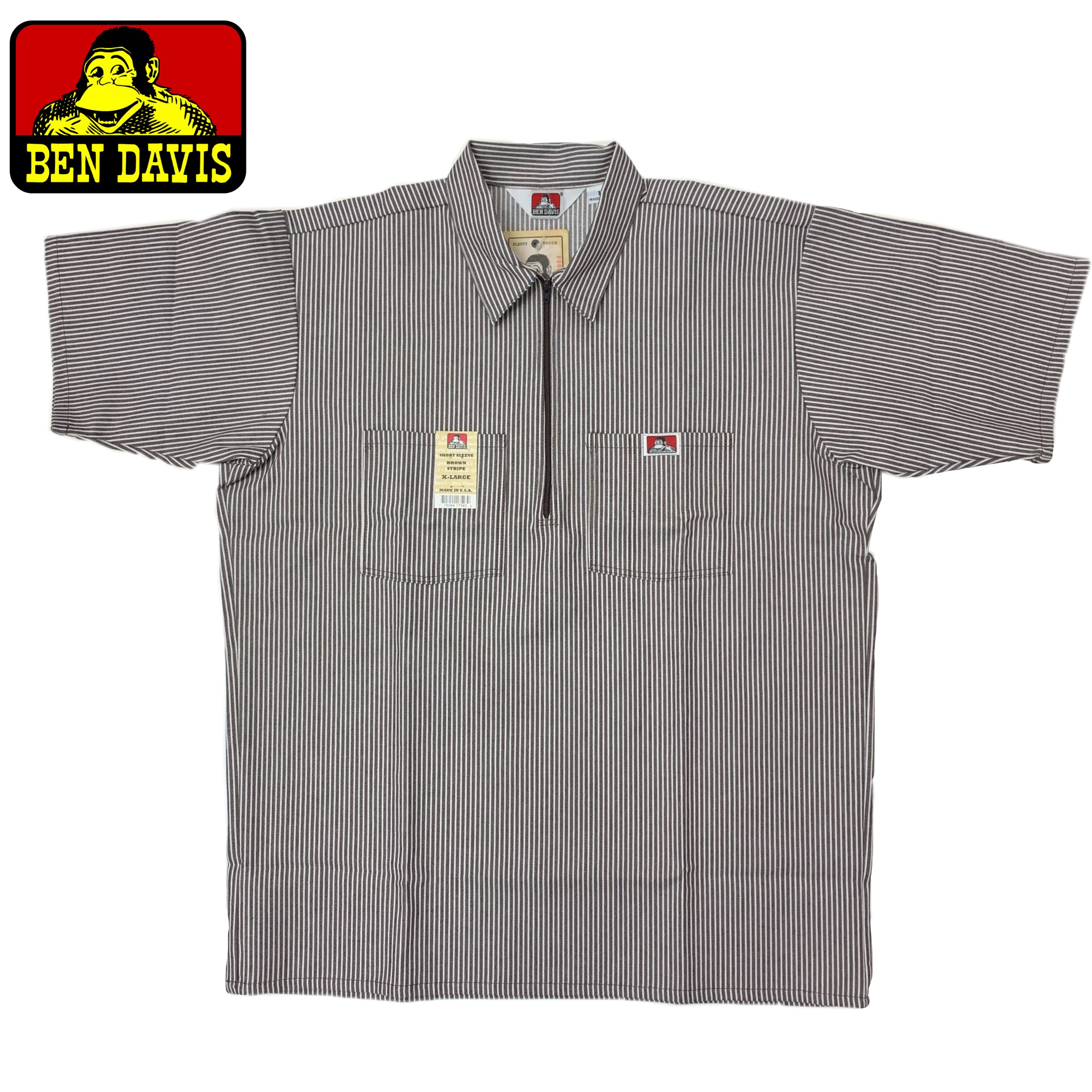 Ben Davis Short Sleeve Striped Half-Zip Shirt