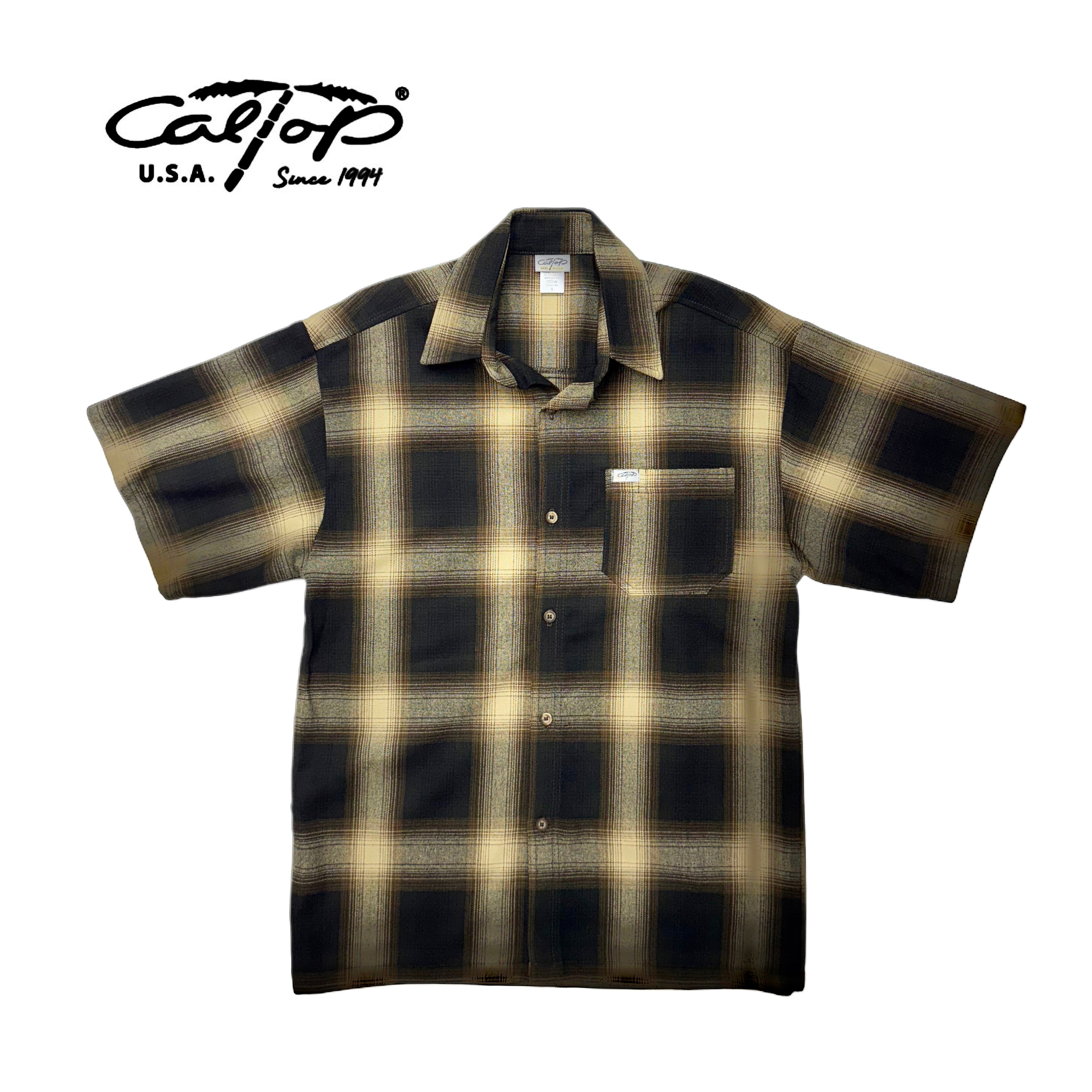 CALTOP Short Sleeve Plaid Flannel Shirts