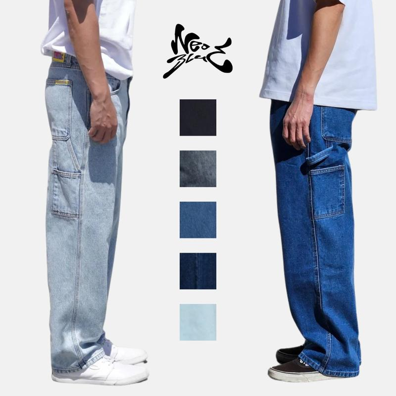 Neo Blue Carpenter Baggy Jeans
