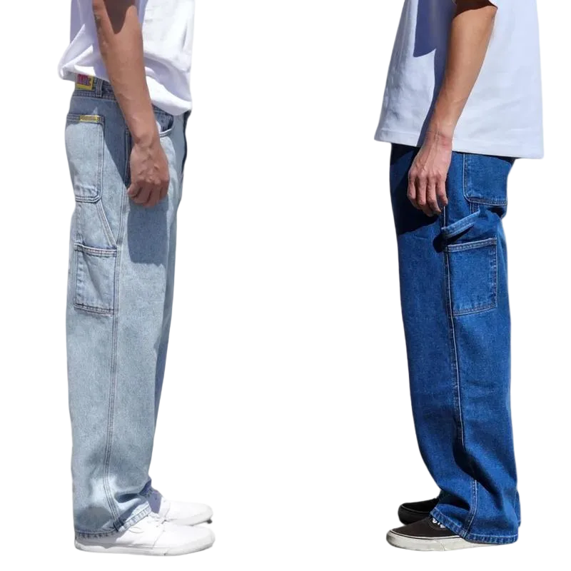Neo Blue Carpenter Baggy Jeans