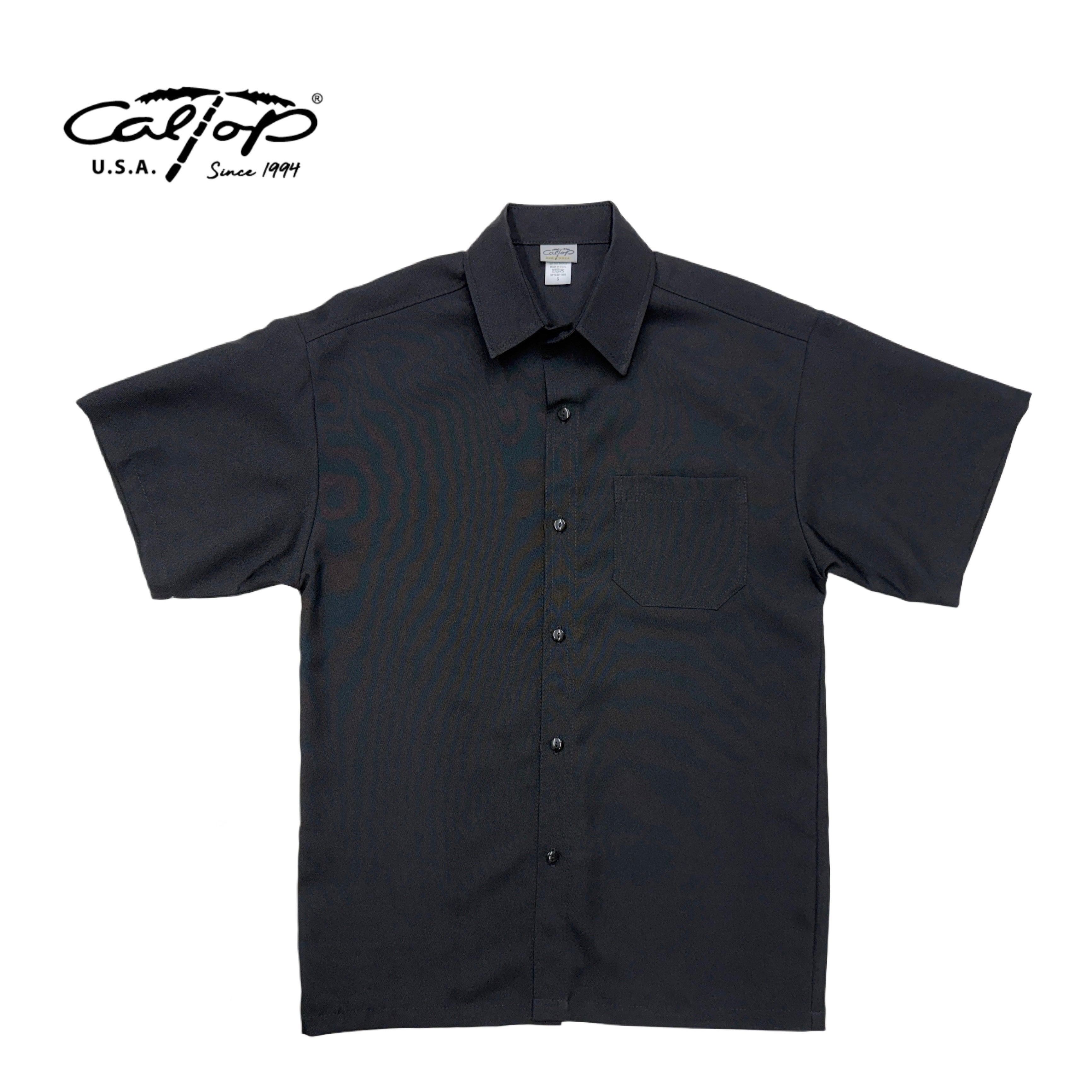 CALTOP Short Sleeve Button Up Solid Shirts