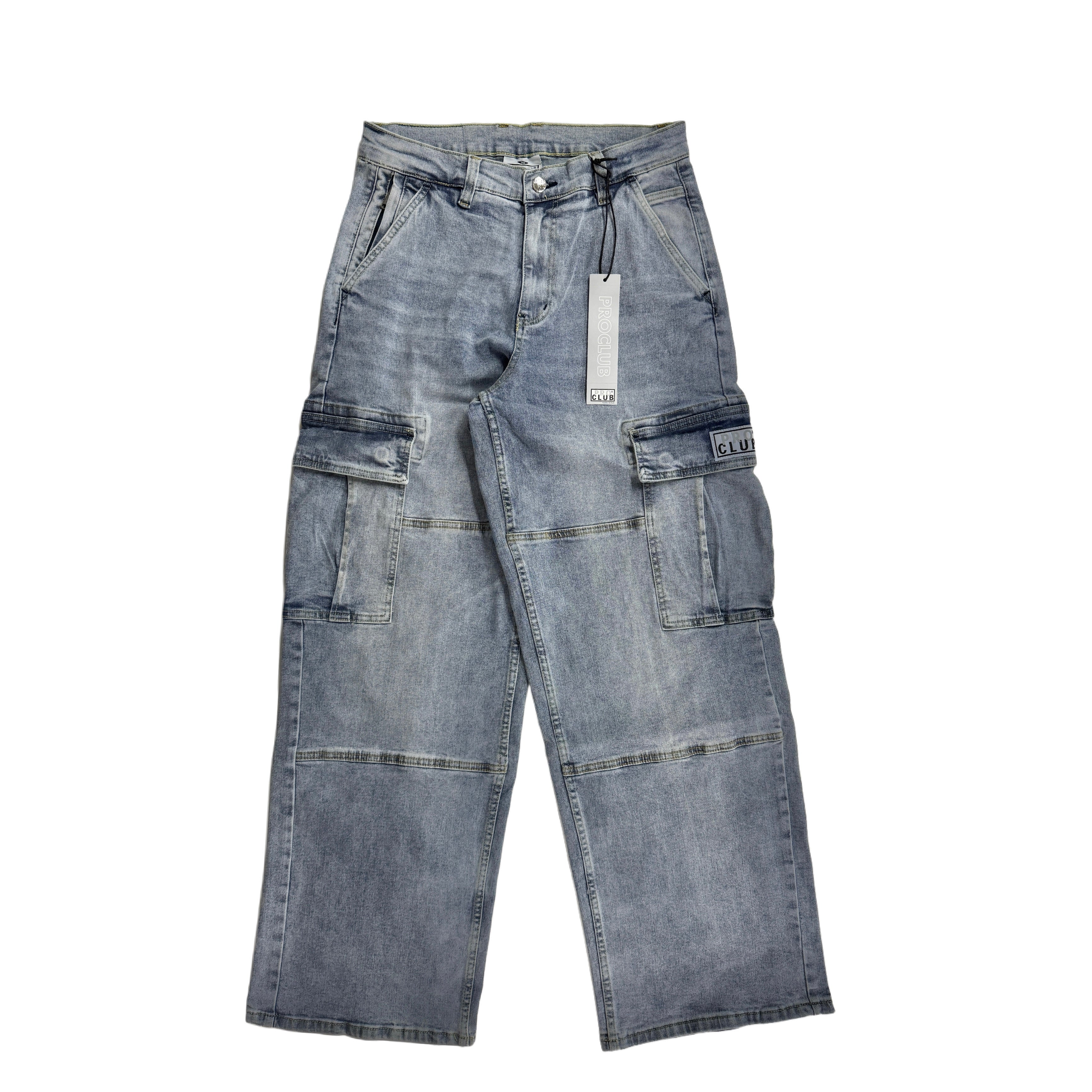 Pro Club Men's Heavyweight Baggy Fit Denim Cargo Pant