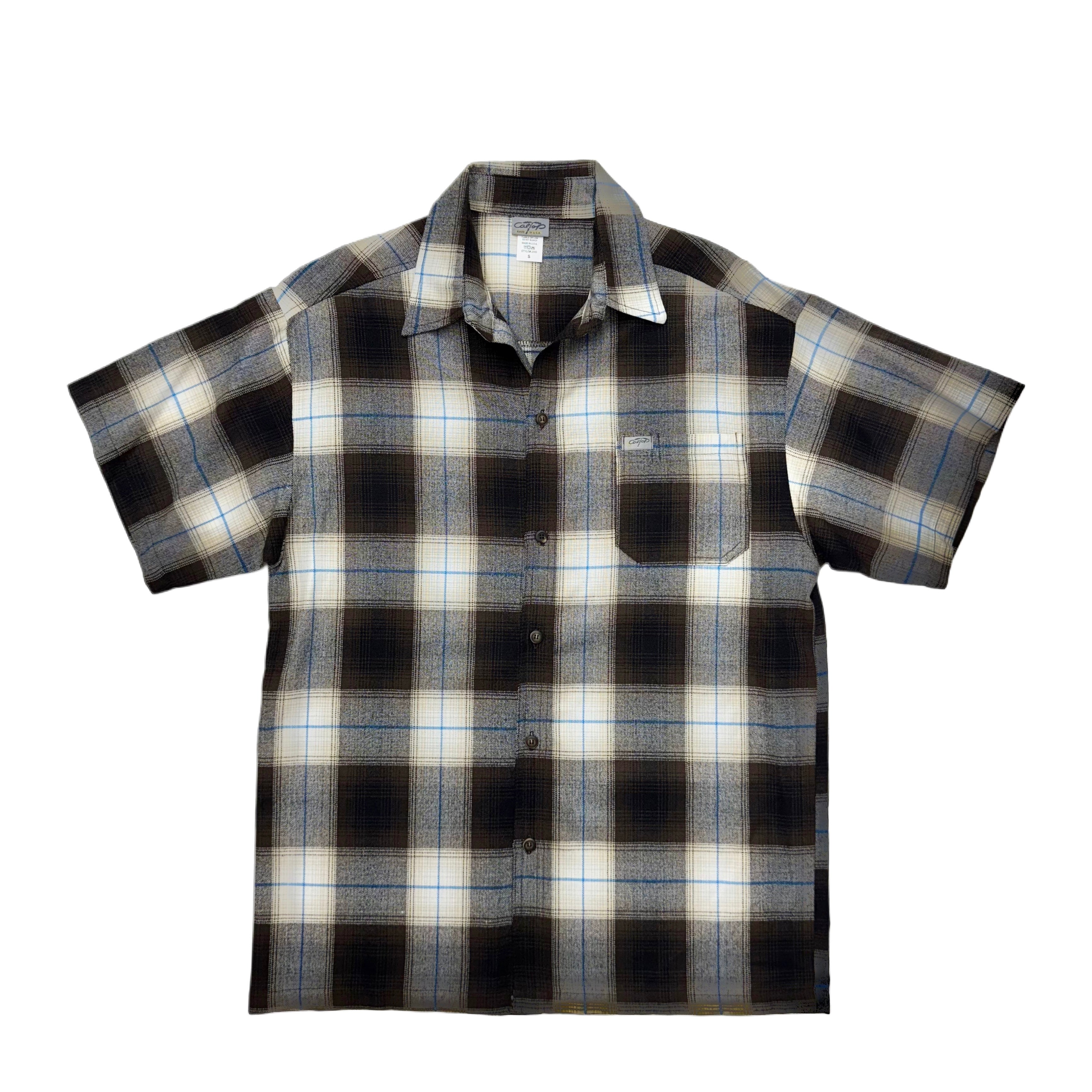 CALTOP Short Sleeve Plaid Flannel Shirts