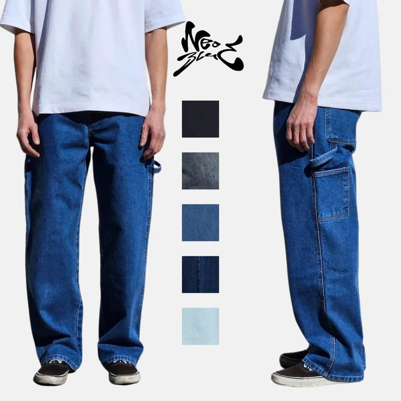 Neo Blue Carpenter Baggy Jeans