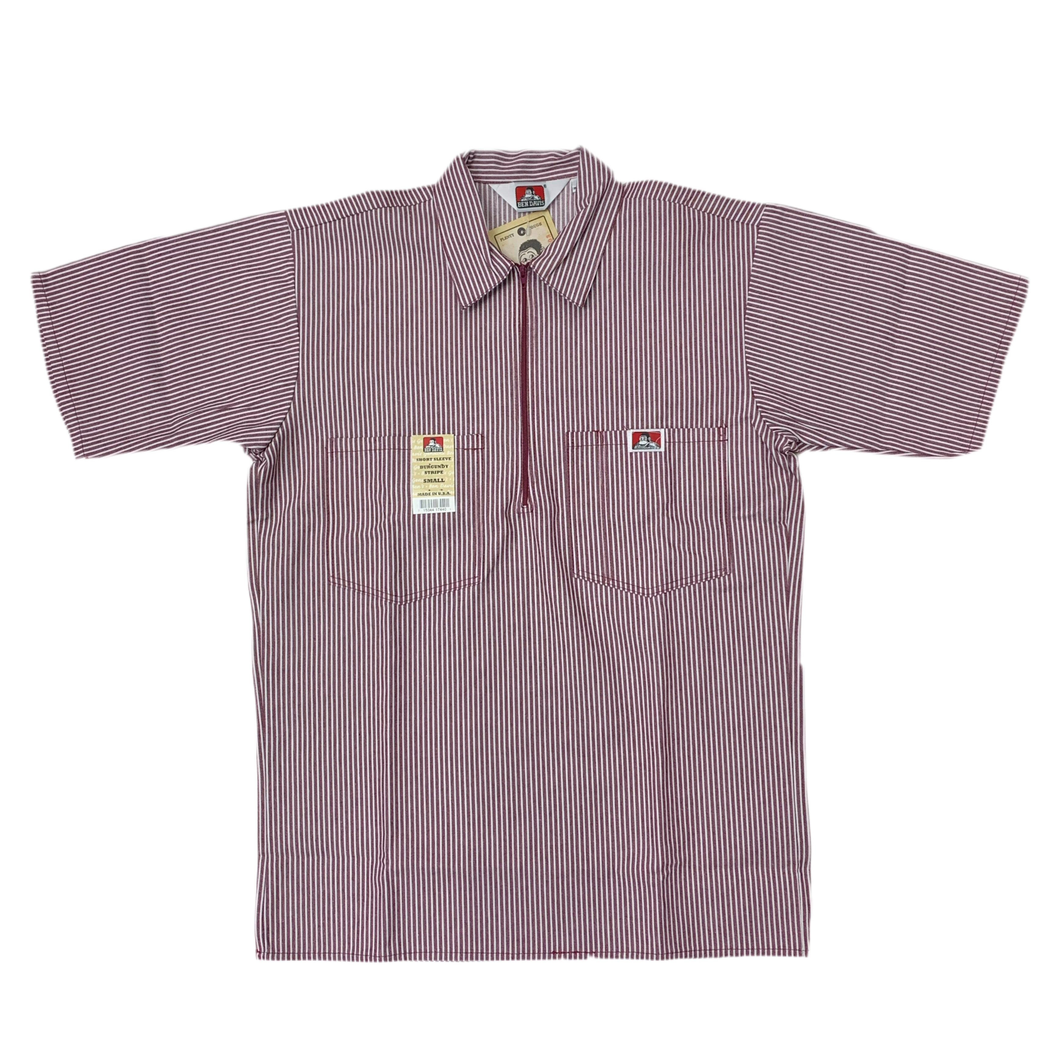 Ben Davis Short Sleeve Striped Half-Zip Shirt