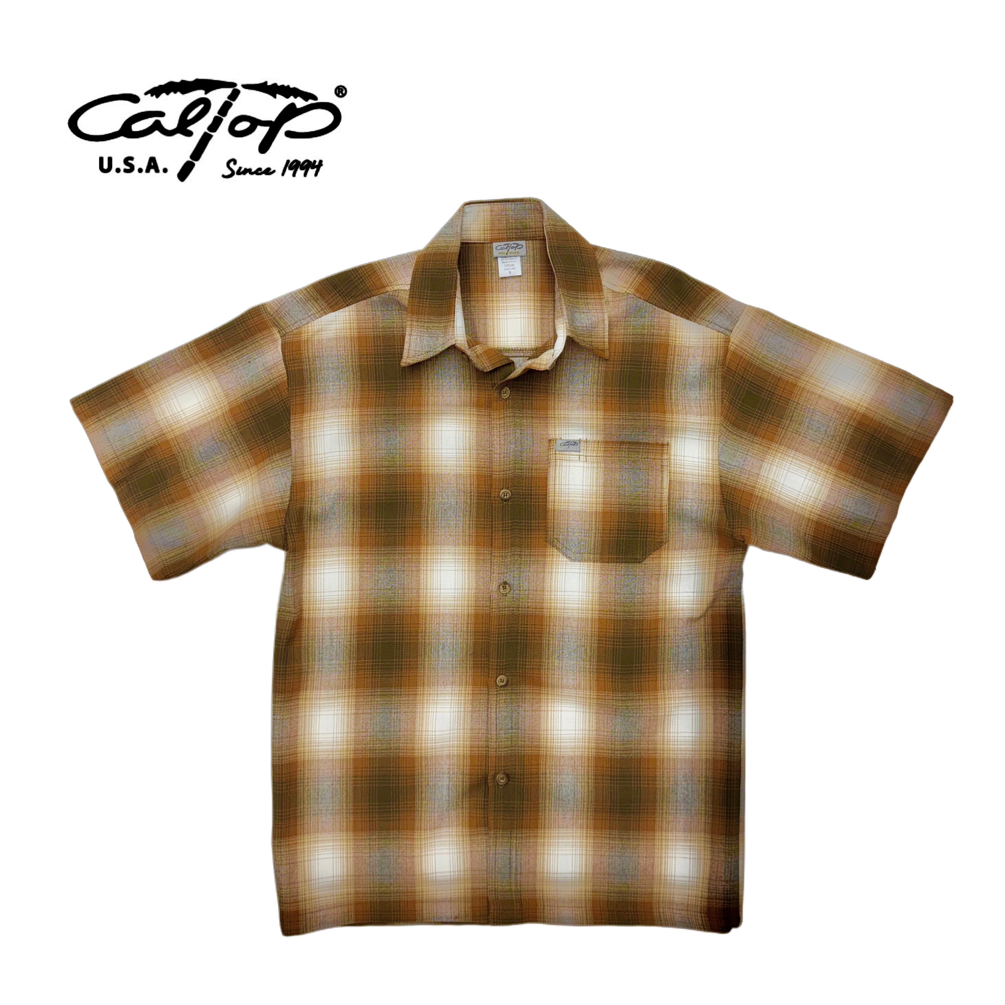 CALTOP Short Sleeve Plaid Flannel Shirts