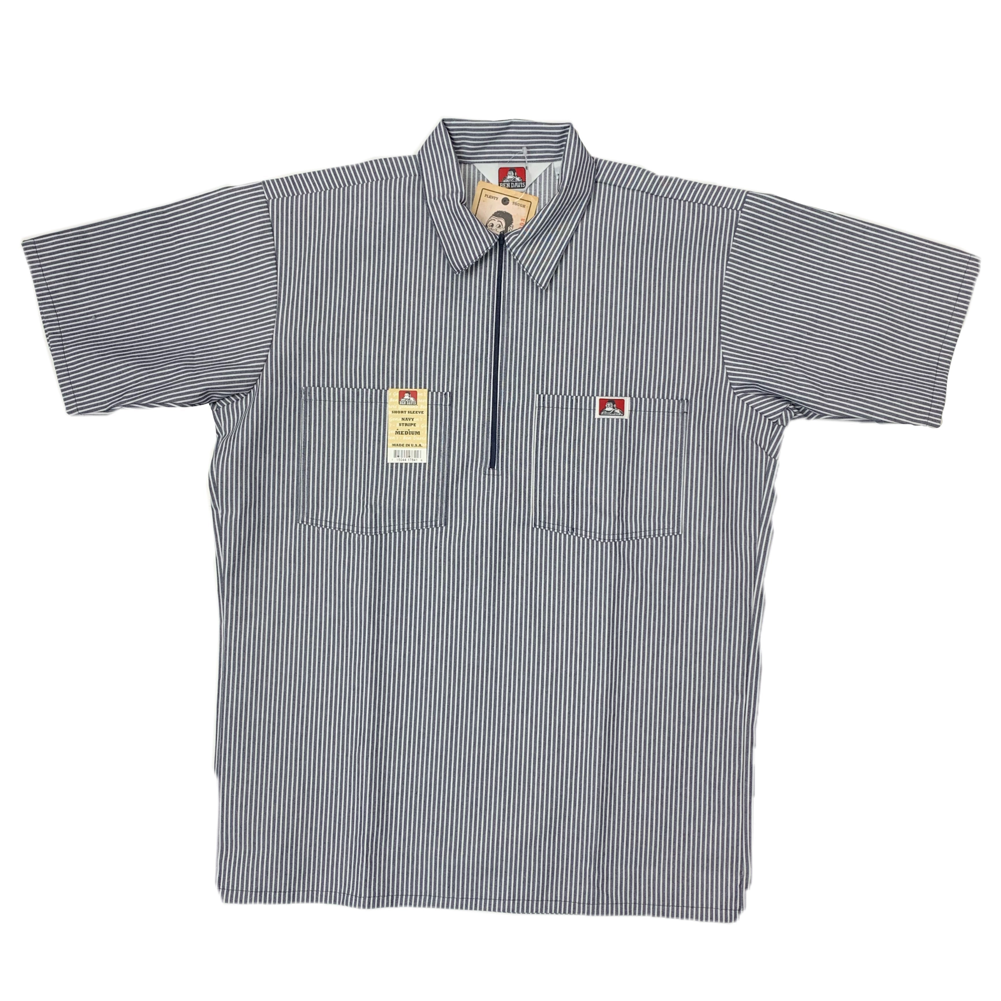 Ben Davis Short Sleeve Striped Half-Zip Shirt