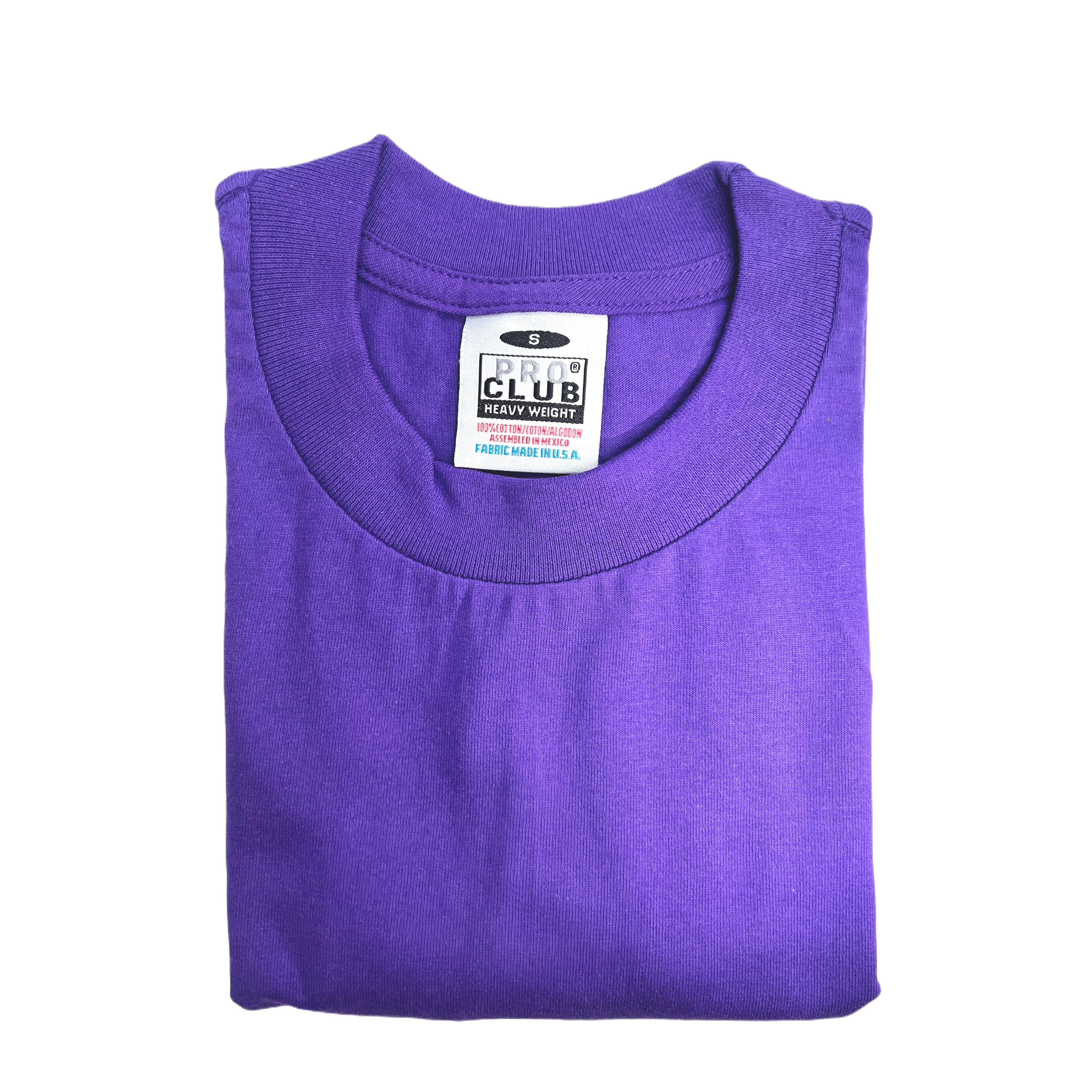 Pro Club Men's Heavyweight Cotton Short Sleeve Crew Neck T-Shirt - Purple
