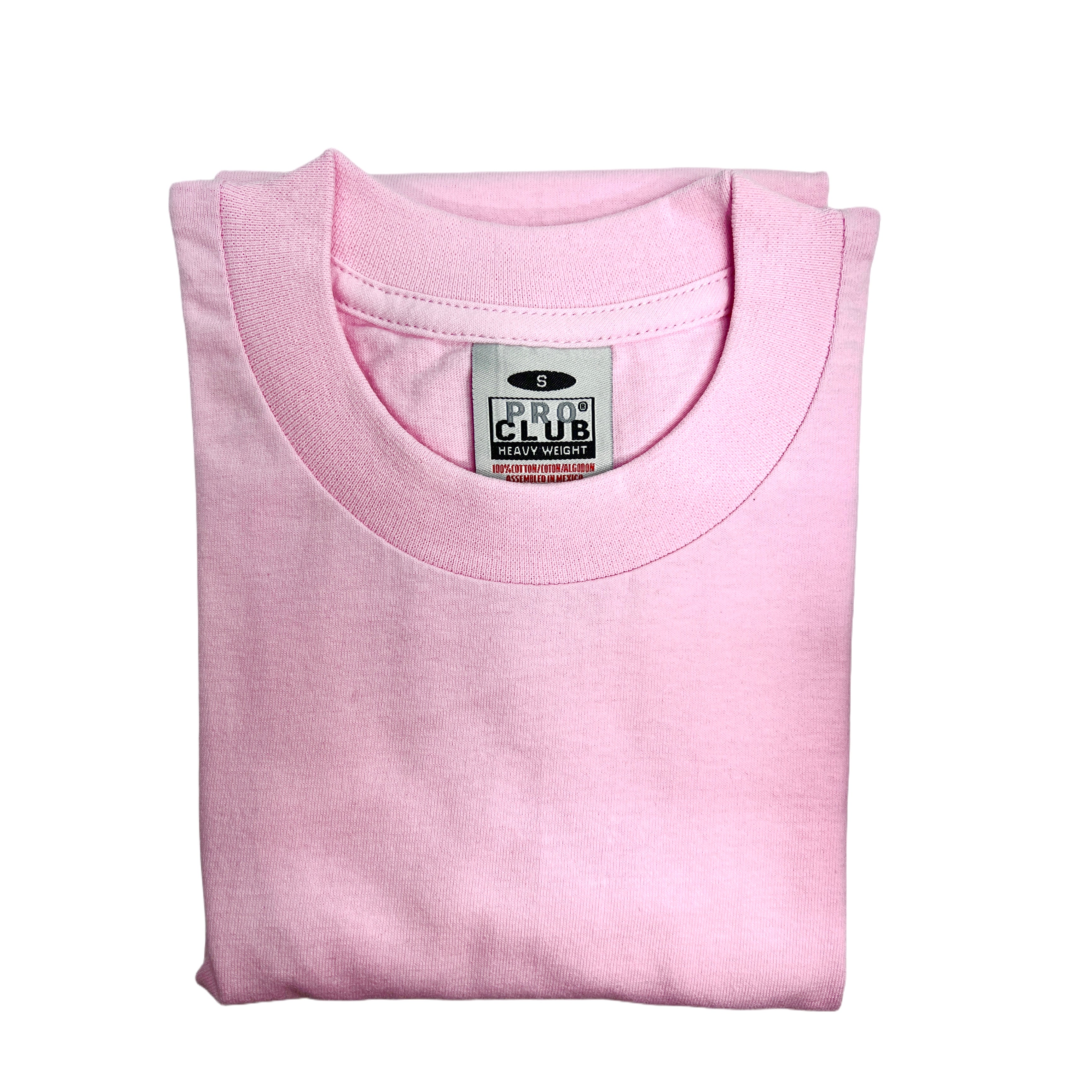 Pro Club Men's Heavyweight Cotton Short Sleeve Crew Neck T-Shirt - Pink