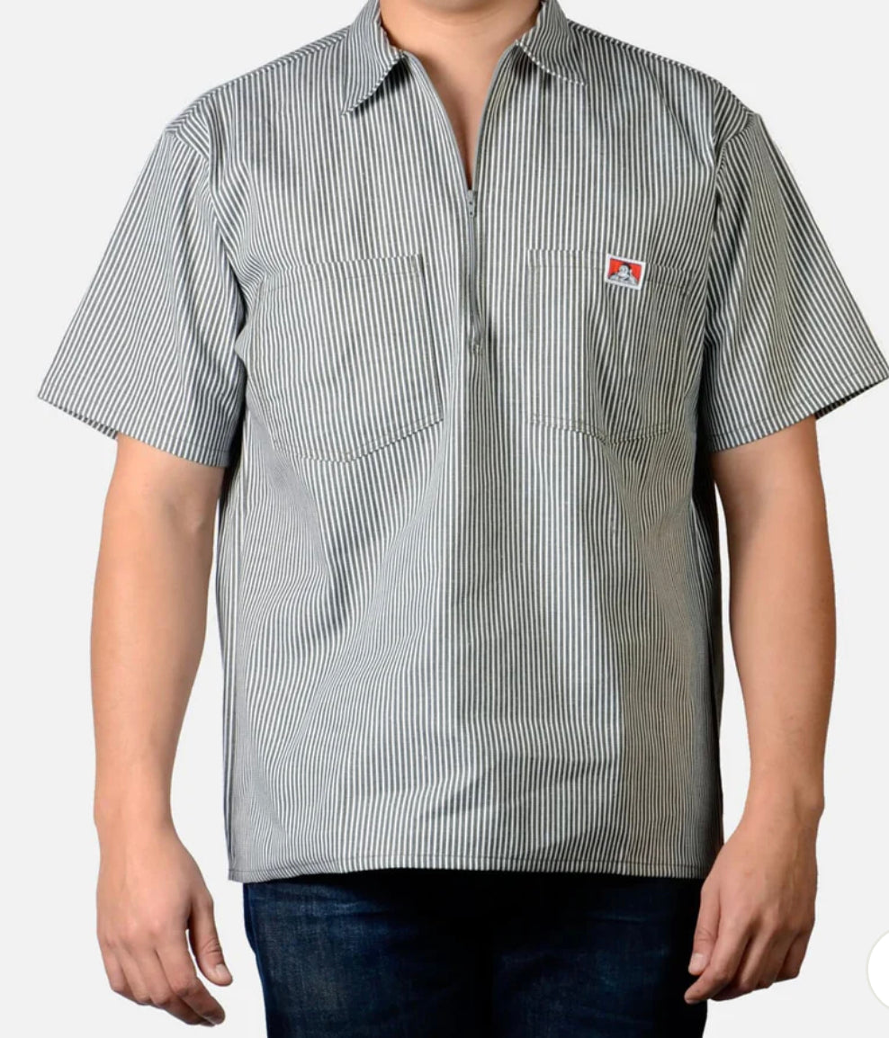 Ben Davis Short Sleeve Striped Half-Zip Shirt