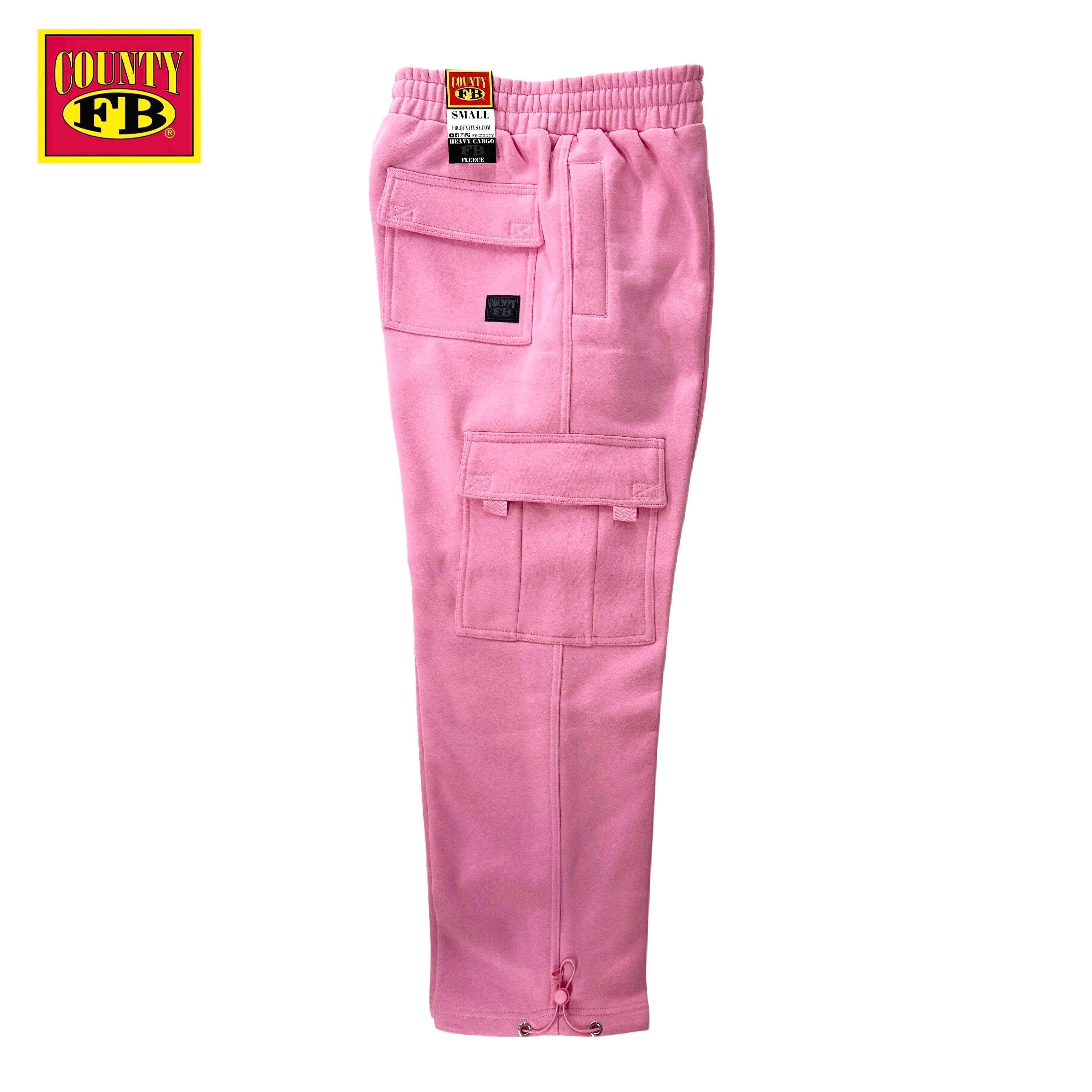 FB County Heavyweight Baggy Cargo Sweatpants - Baby Pink