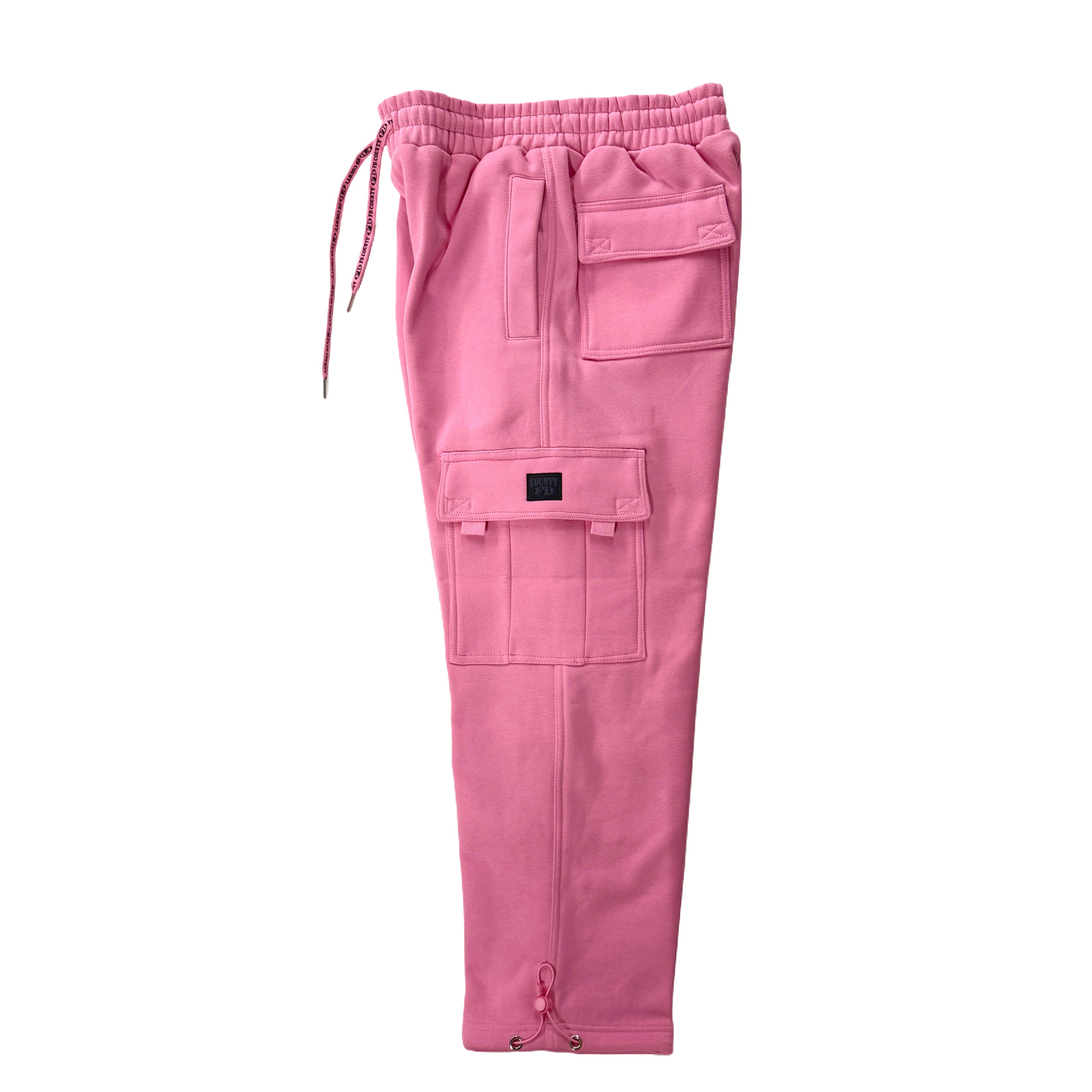 FB County Heavyweight Baggy Cargo Sweatpants - Baby Pink