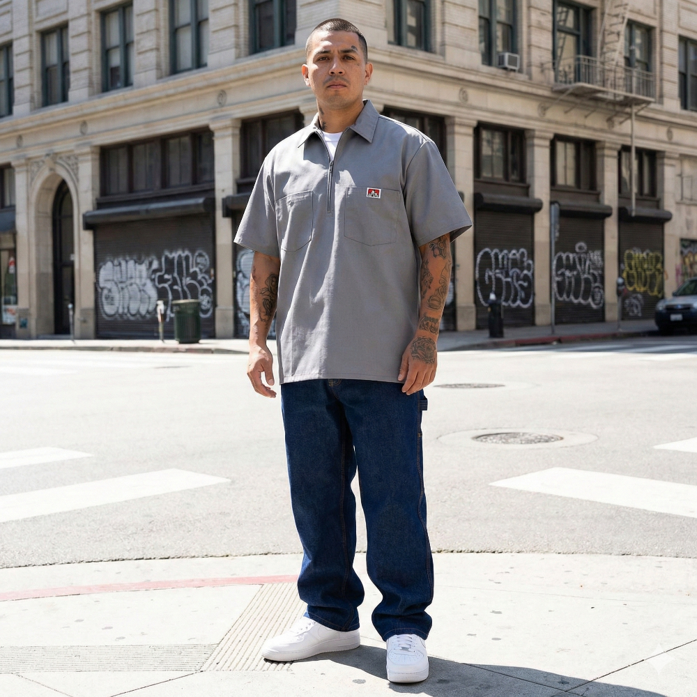 Ben Davis Short Sleeve Solid Half-Zip Shirt