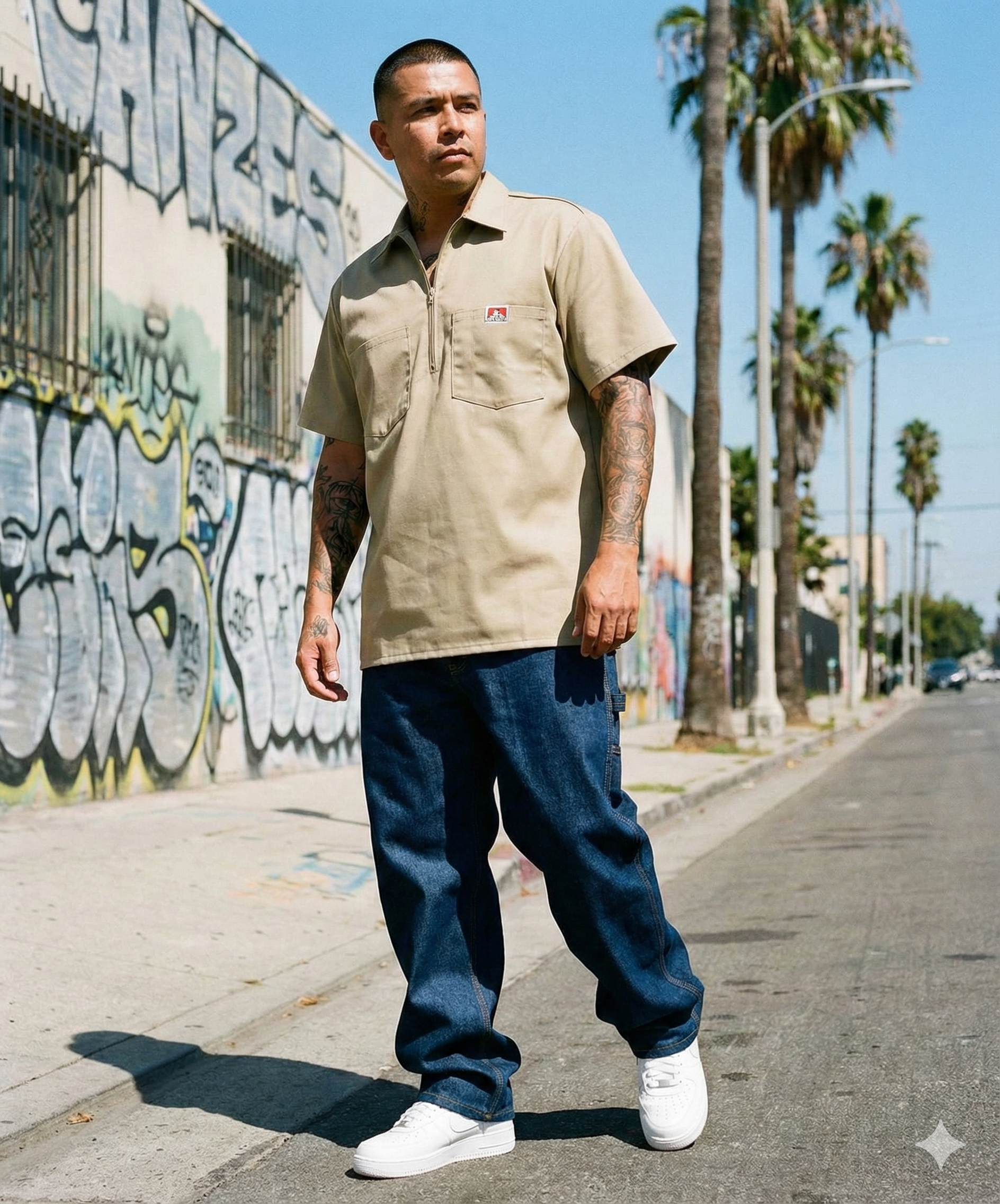 Ben Davis Short Sleeve Solid Half-Zip Shirt