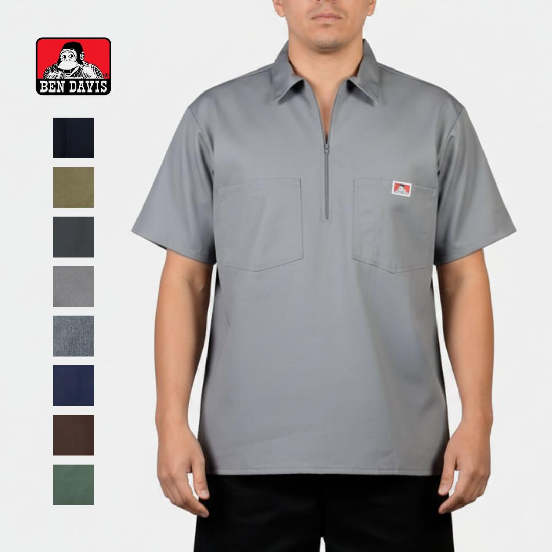 Ben Davis Short Sleeve Solid Half-Zip Shirt