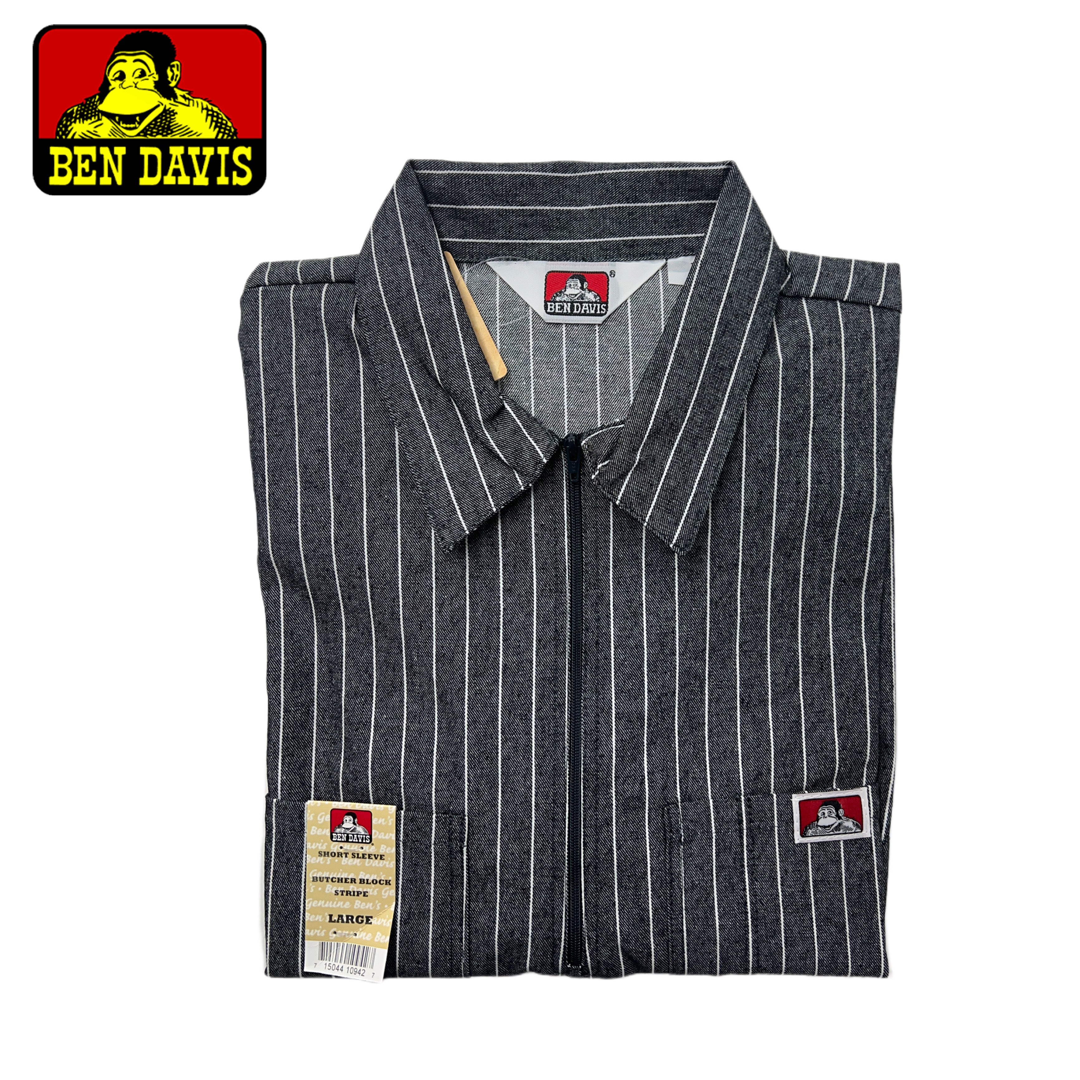 Ben Davis Short Sleeve Striped Half-Zip Shirt