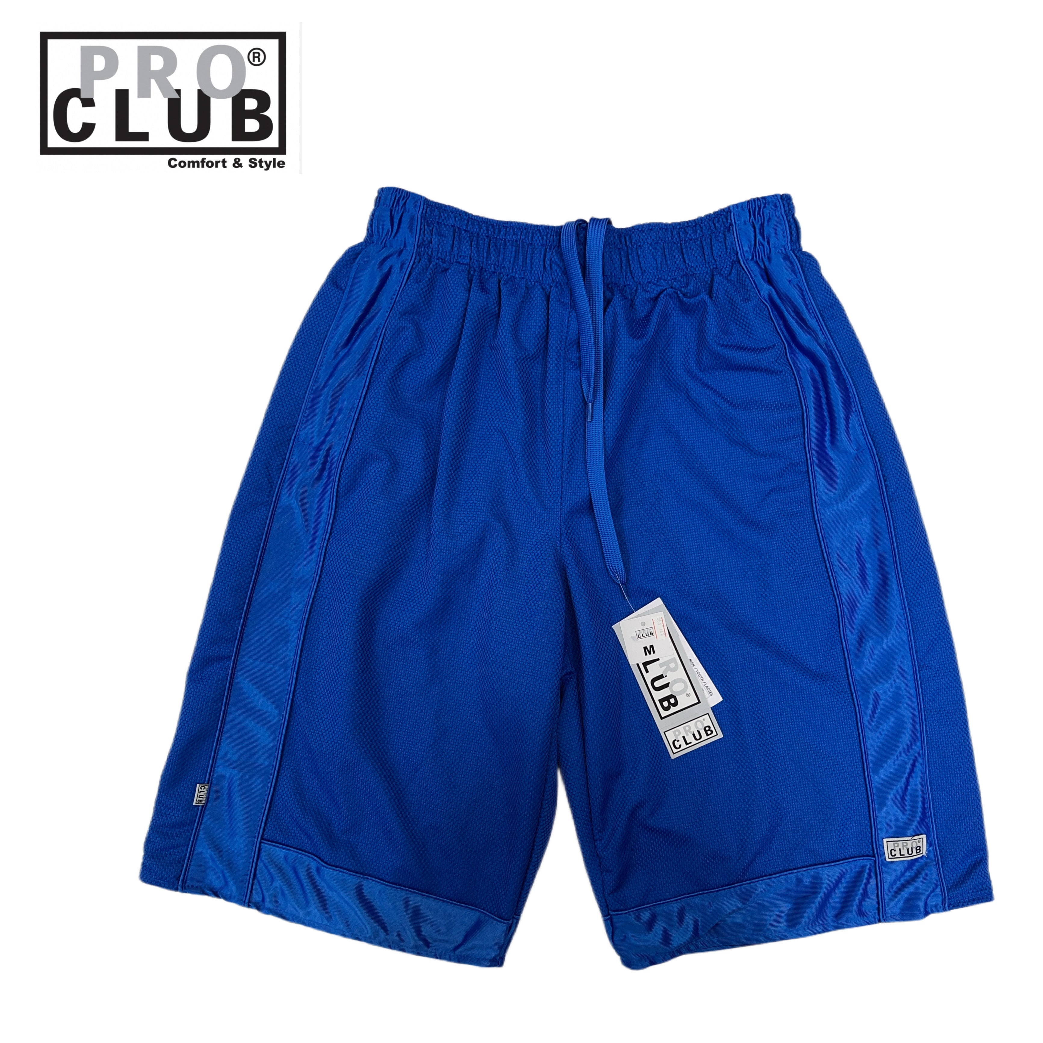 Pro Club Men's Heavyweight Mesh Basketball Shorts (Royal Blue/Red/Brown)
