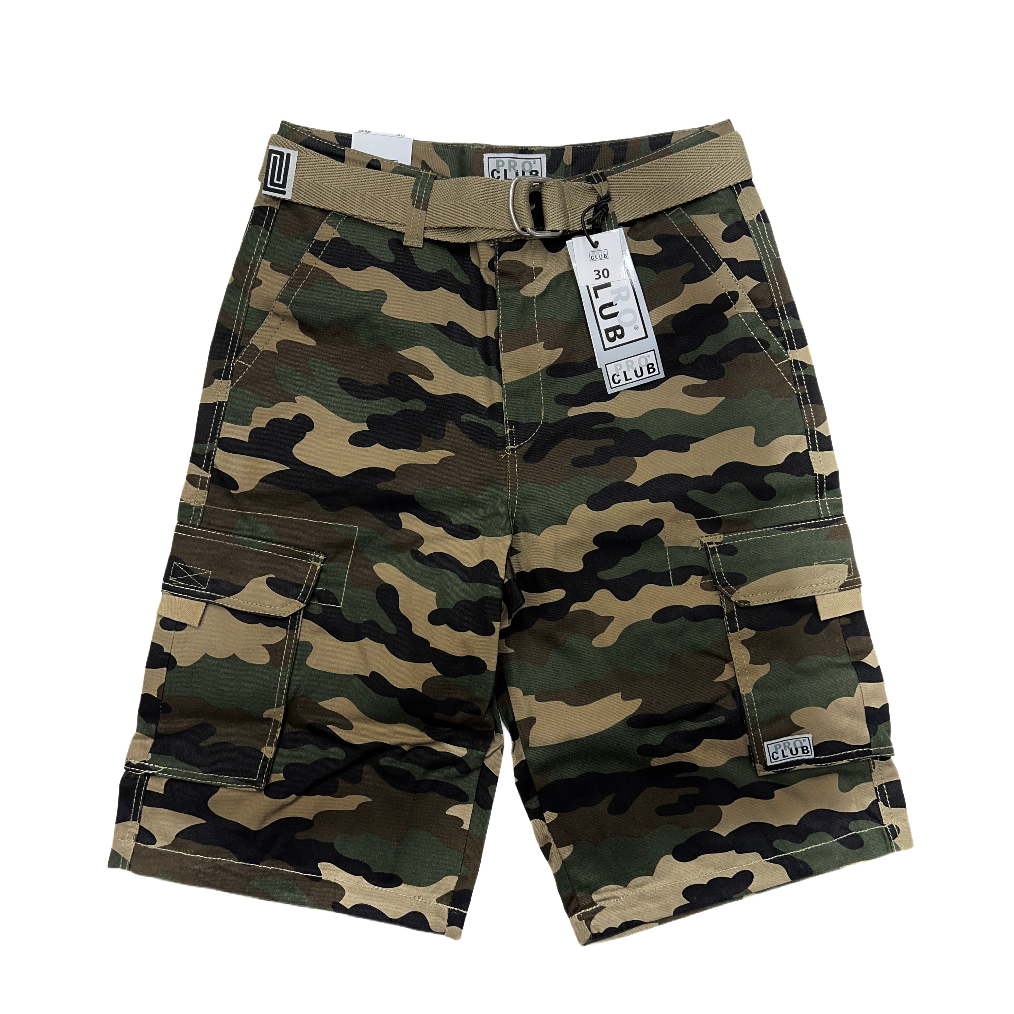 Pro Club Men's Cotton Twill Cargo Shorts With Belt