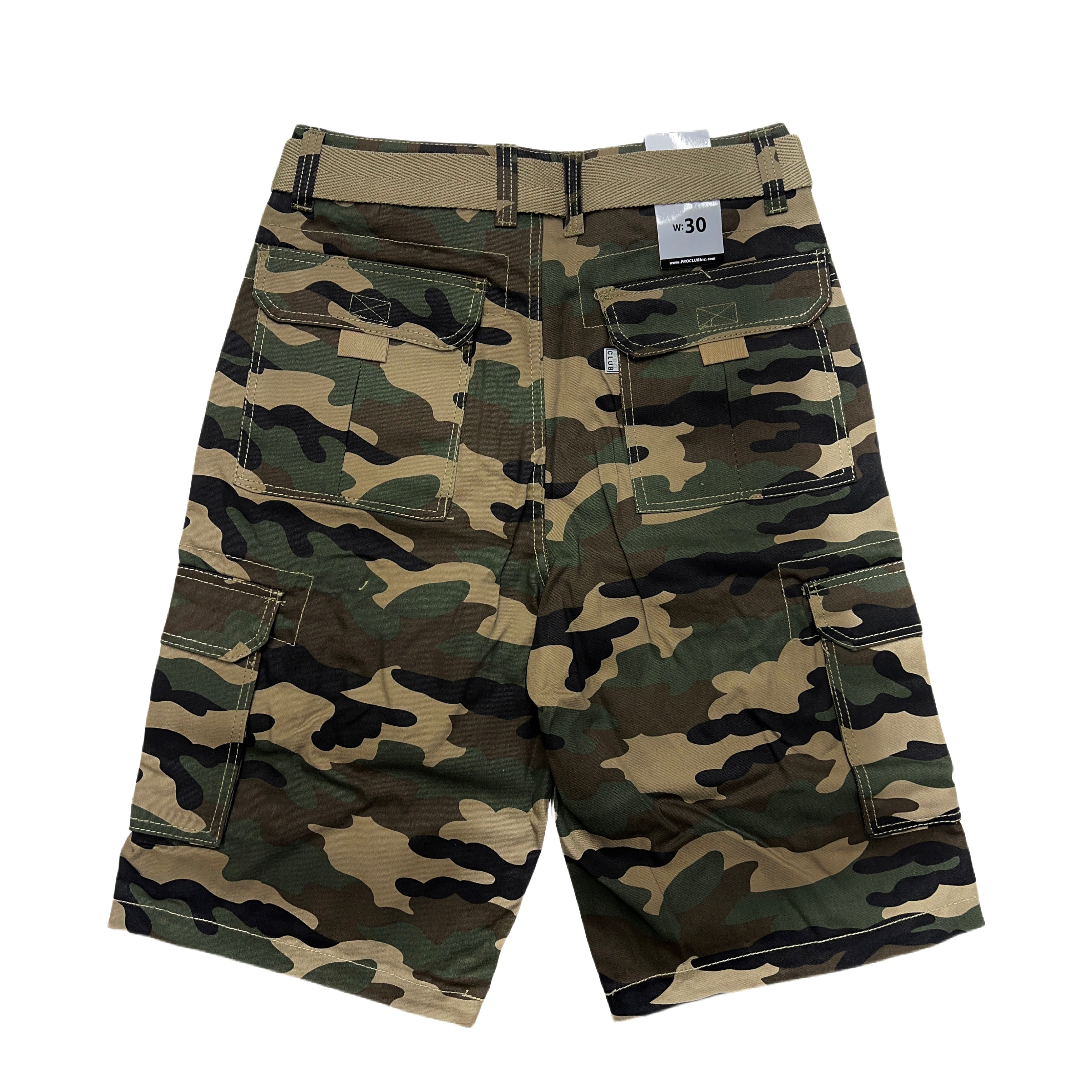 Pro Club Men's Cotton Twill Cargo Shorts With Belt