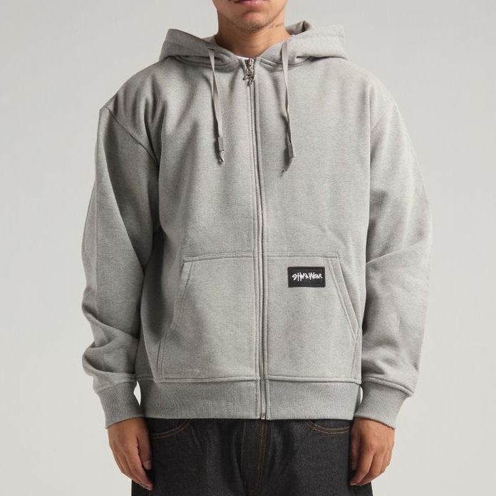 Shaka Wear Men's Essential Super Heavyweight Zip Hoodie HEATHER GREY FRONT