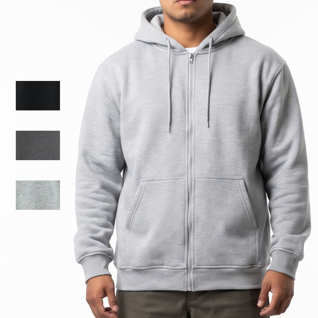 TFashionmart Men's Heavyweight Full Zip Up Fleece Hooide