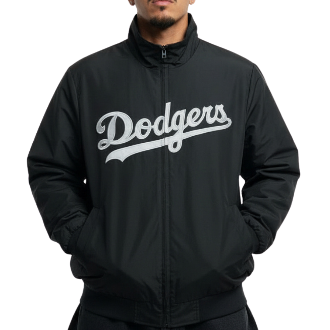Los Angeles Dodgers フード付きジャケット ブラック LA Dodgers NE Men's Black Alpha Parka Jacket - The Locker Room of