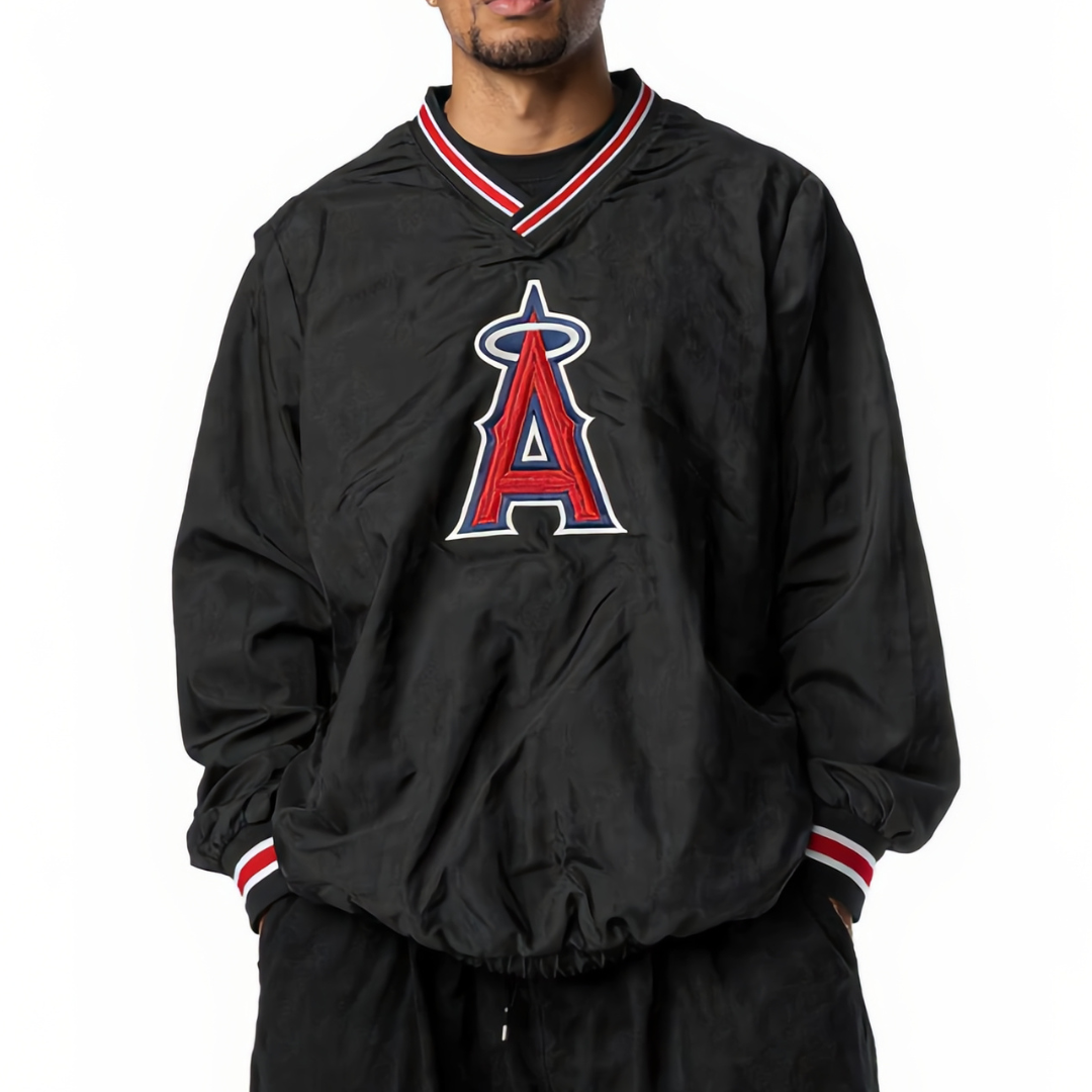 Los Angeles Angels Windbreaker with Pocket - Black Los Angeles Angels Windbreaker with Pocket - Black