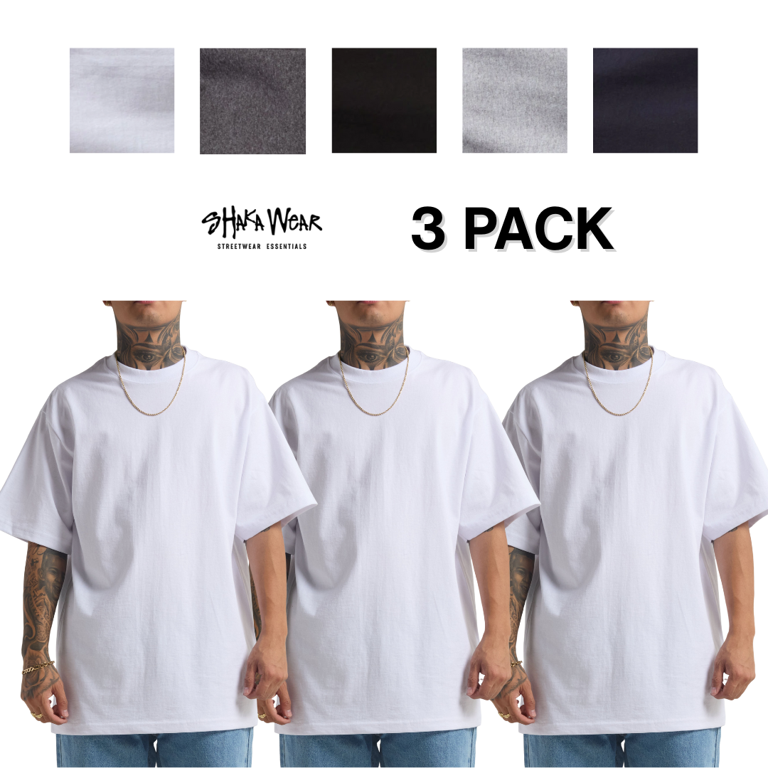 3 PACK Shaka Wear 7.5 oz Max Heavyweight Short Sleeve T-Shirt