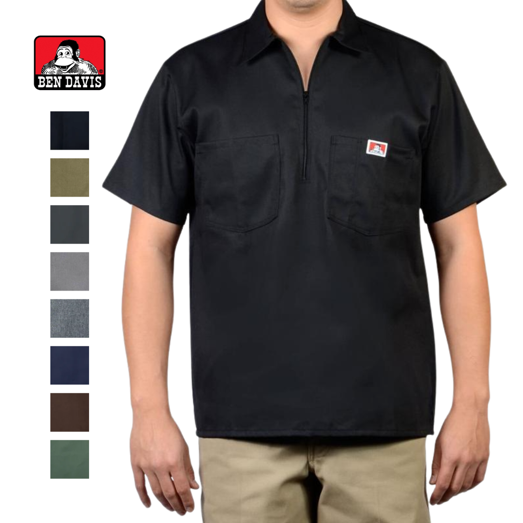 Ben Davis Short Sleeve Solid Half-Zip Shirt