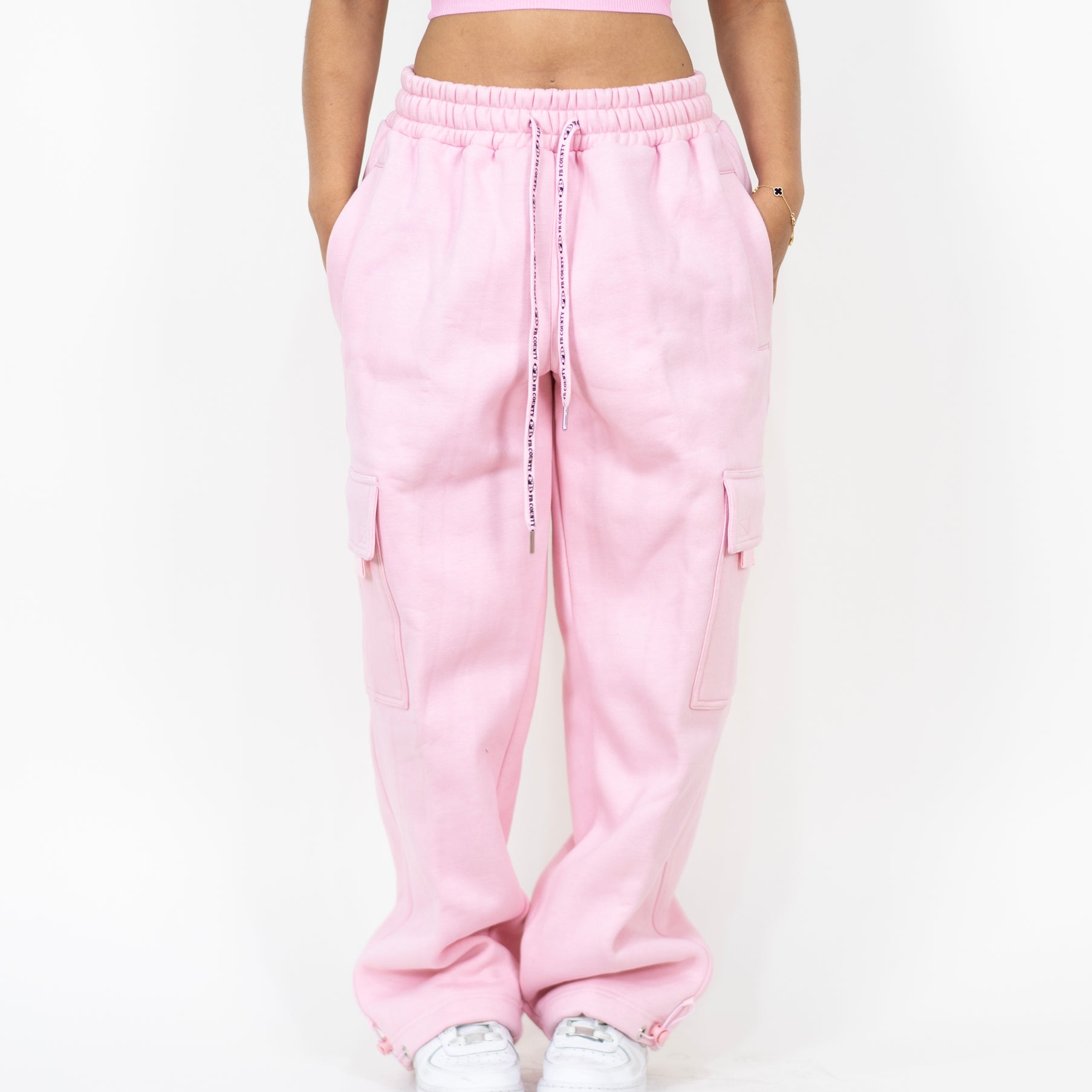 FB County Heavyweight Baggy Cargo Sweatpants - Baby Pink