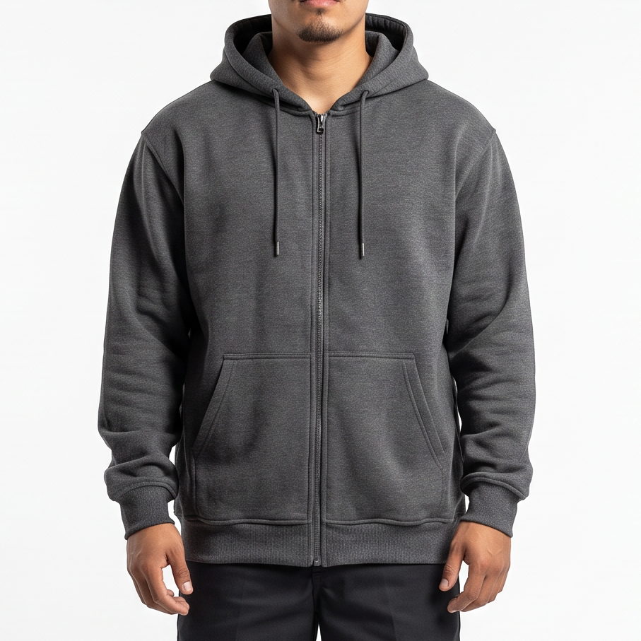 TFashionmart Men's Heavyweight Full Zip Up Fleece Hooide