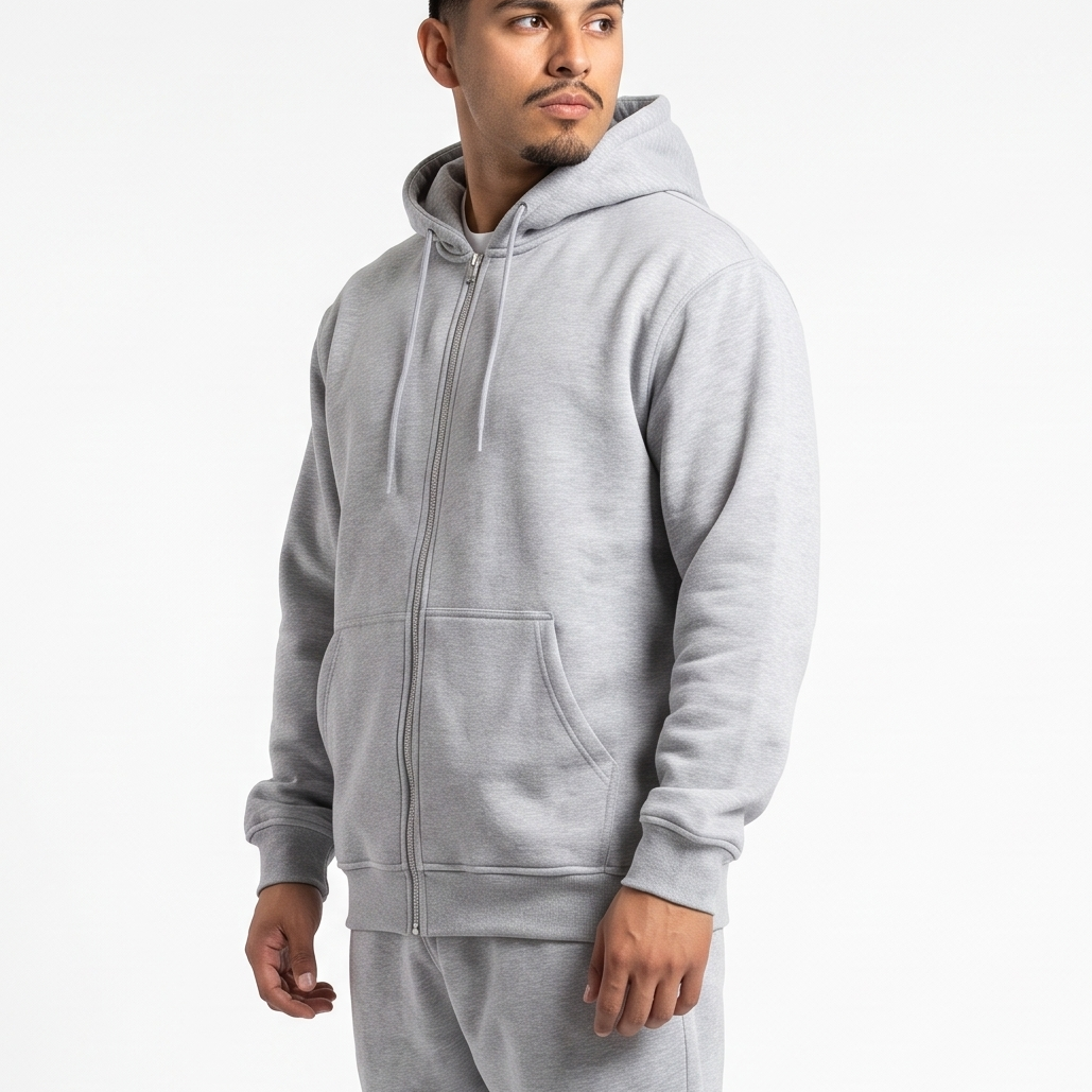 TFashionmart Men's Heavyweight Full Zip Up Fleece Hooide
