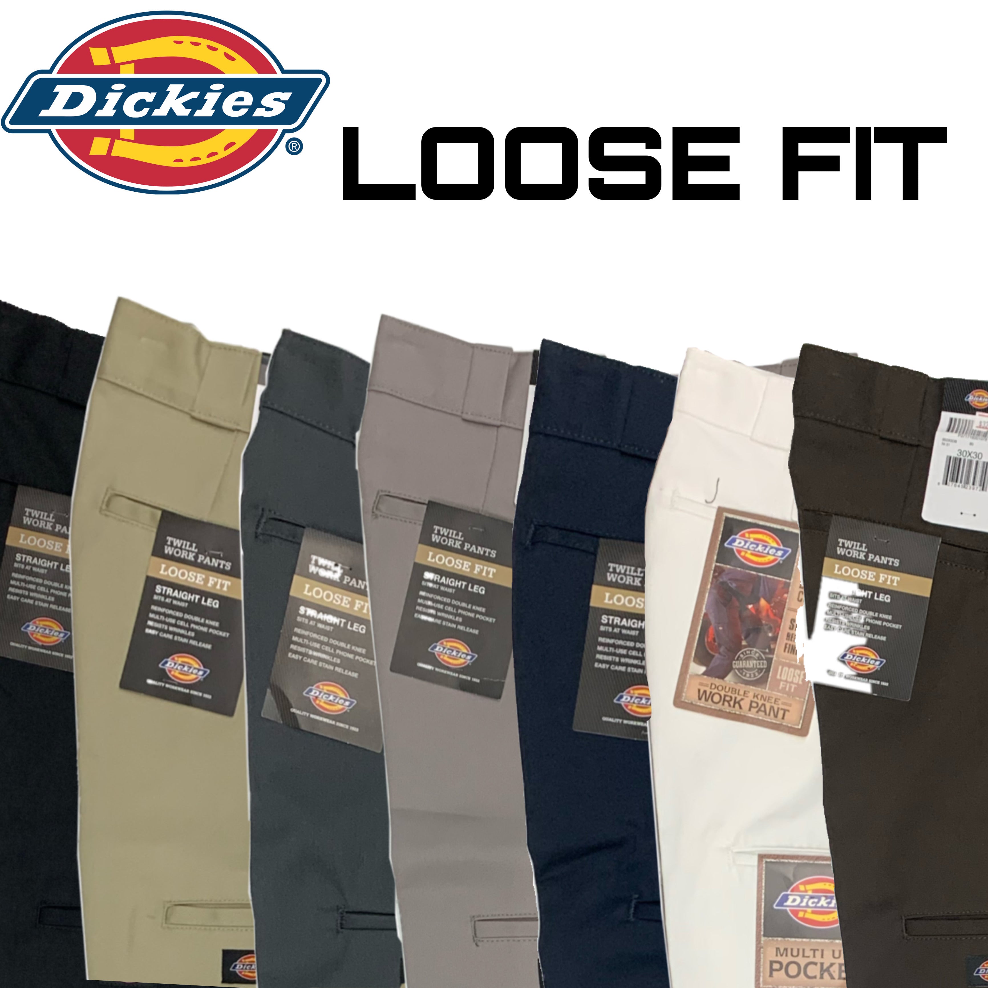 Dickies Men's Loose Fit Cargo Work Pant, Black, 30x30 
