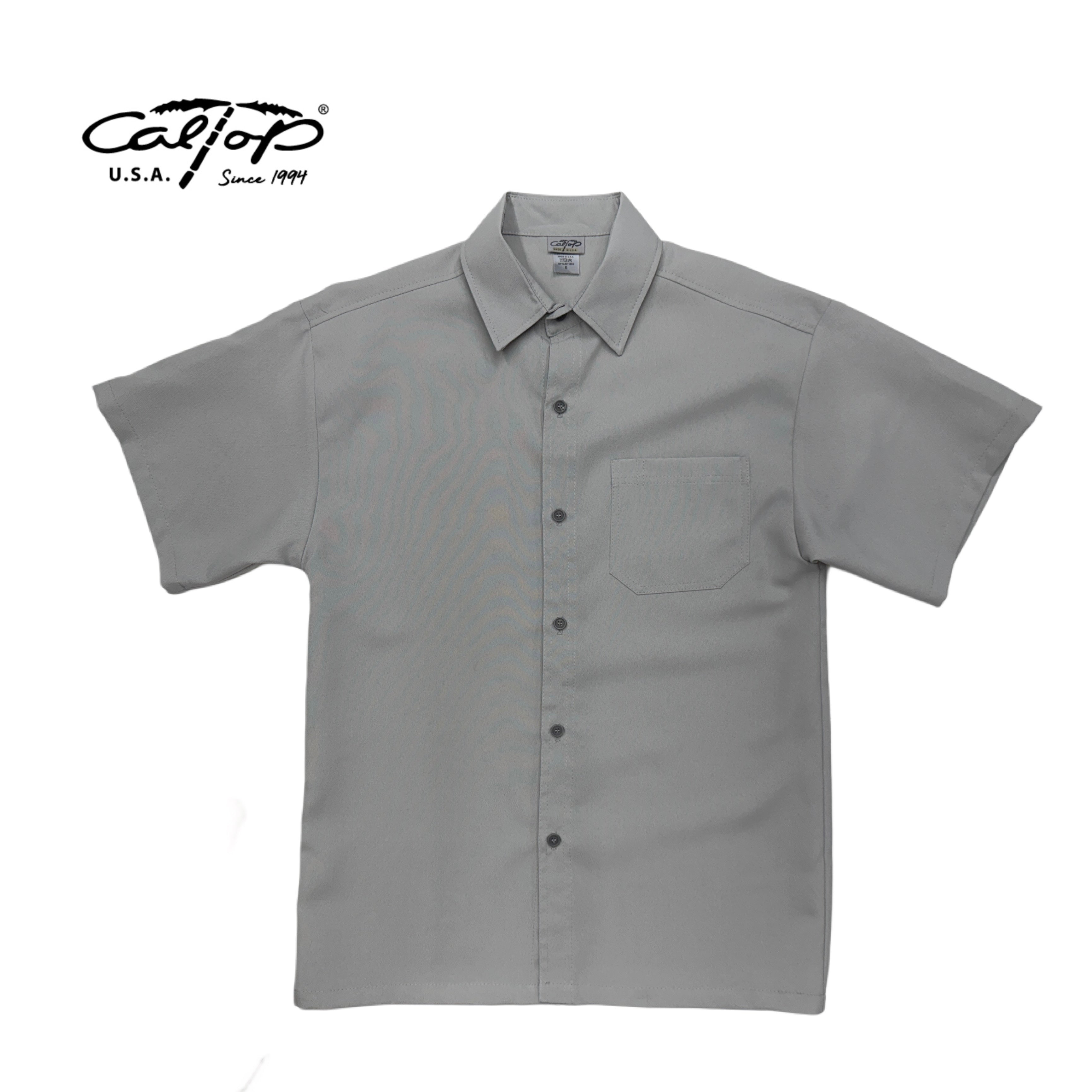 CALTOP Short Sleeve Button Up Solid Shirts