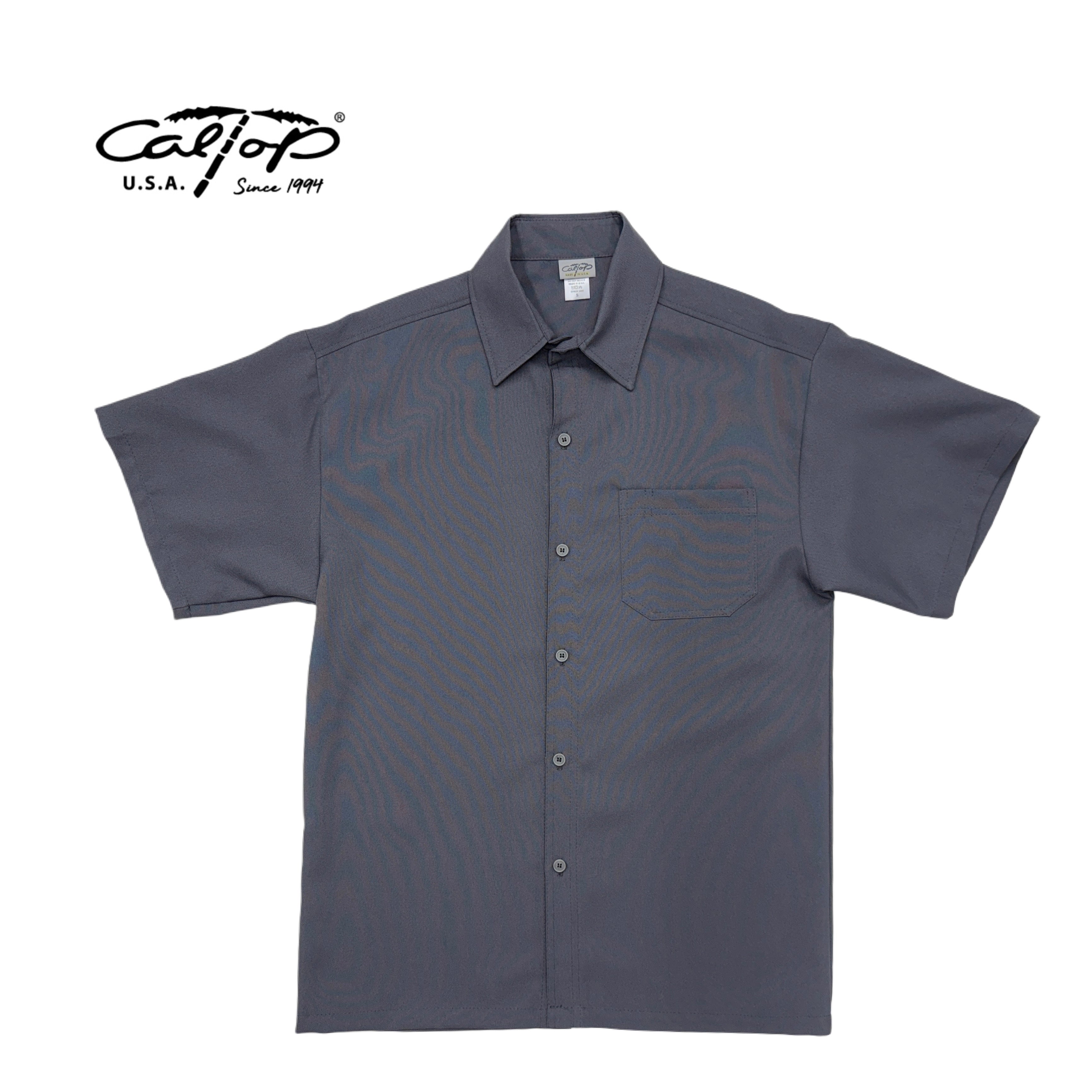 CALTOP Short Sleeve Button Up Solid Shirts