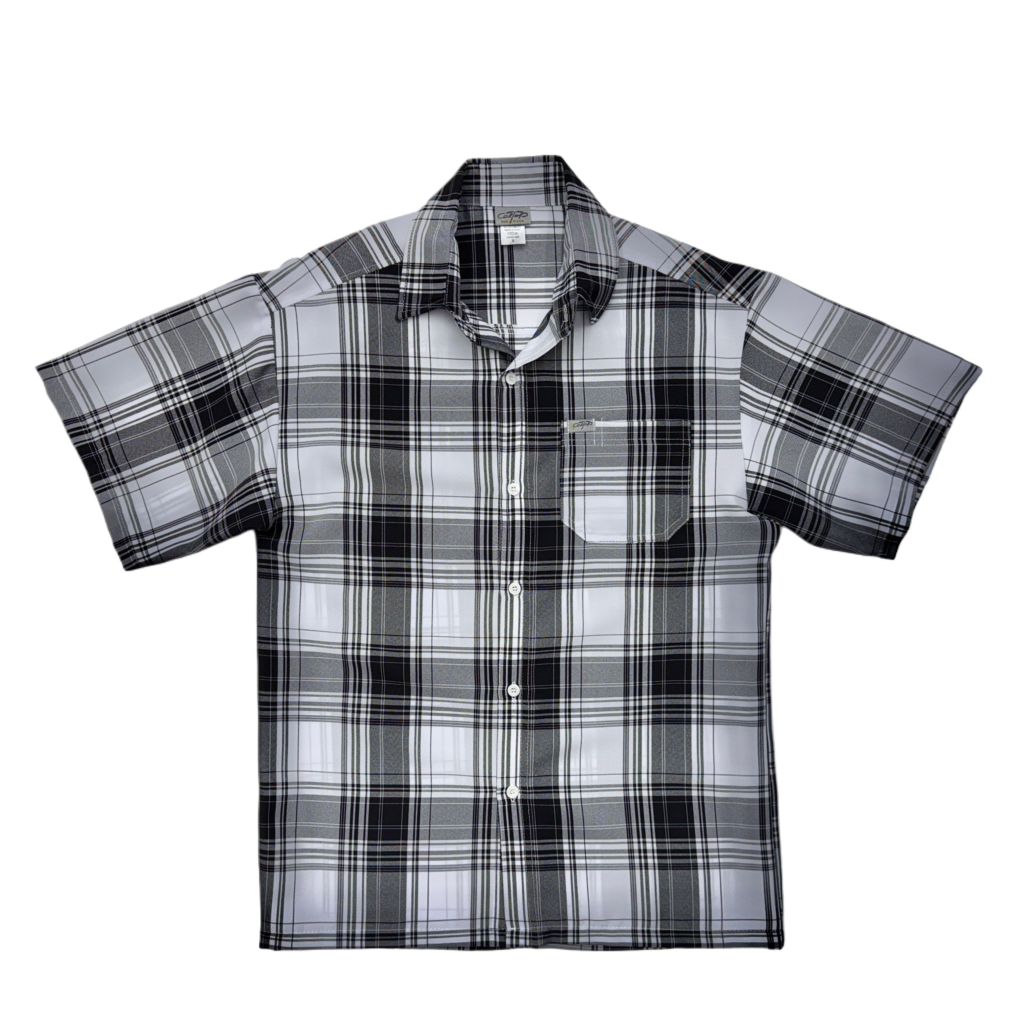 CALTOP Short Sleeve Button Up Plaid Shirt
