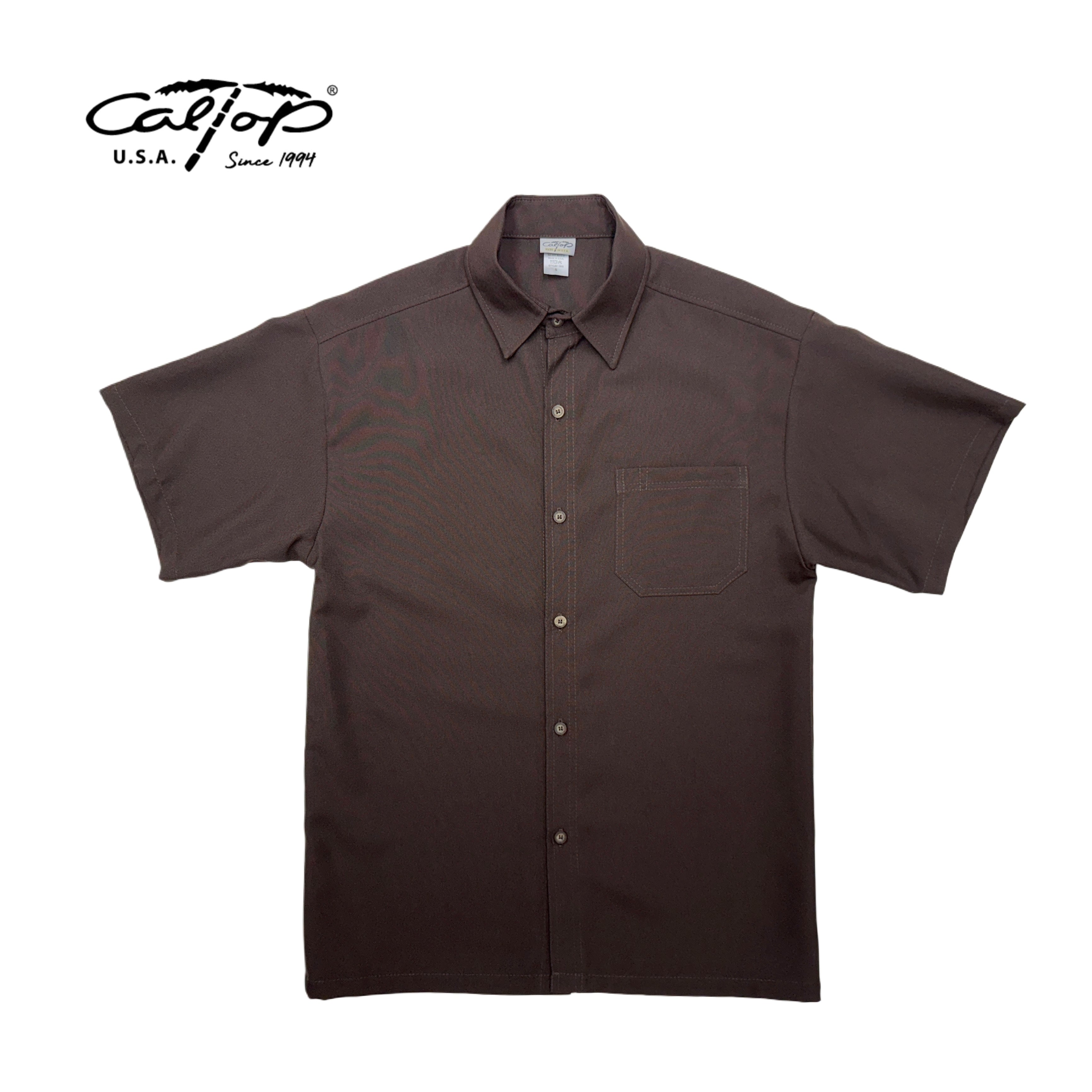 CALTOP Short Sleeve Button Up Solid Shirts