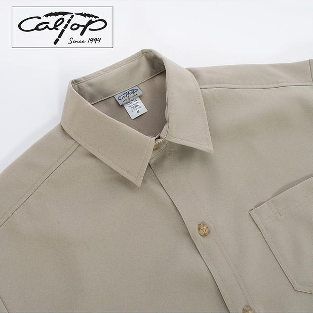 CALTOP Short Sleeve Button Up Solid Shirts