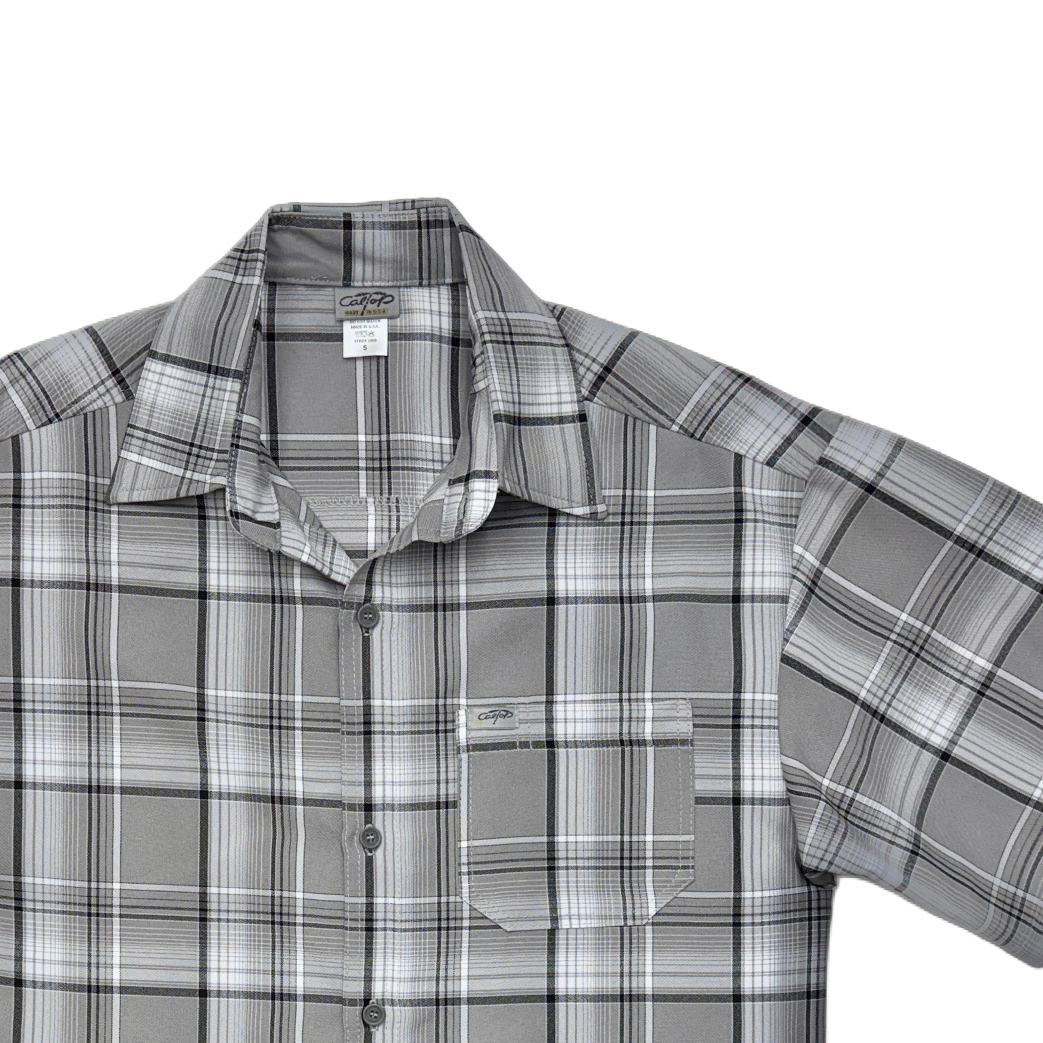 CALTOP Short Sleeve Button Up Plaid Shirt