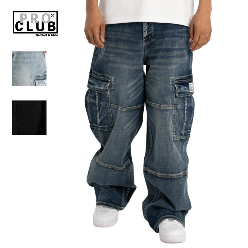 Pro Club Men's Heavyweight Baggy Fit Denim Cargo Pant