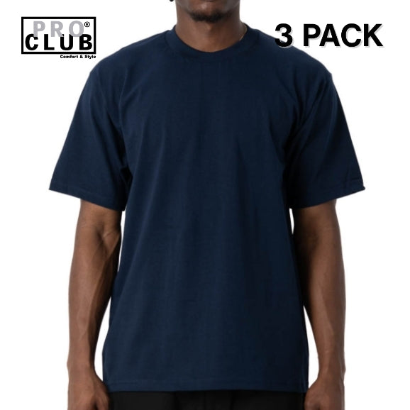 3 PACK Pro Club Men's Heavyweight Cotton Short Sleeve Crew Neck T-Shirt
