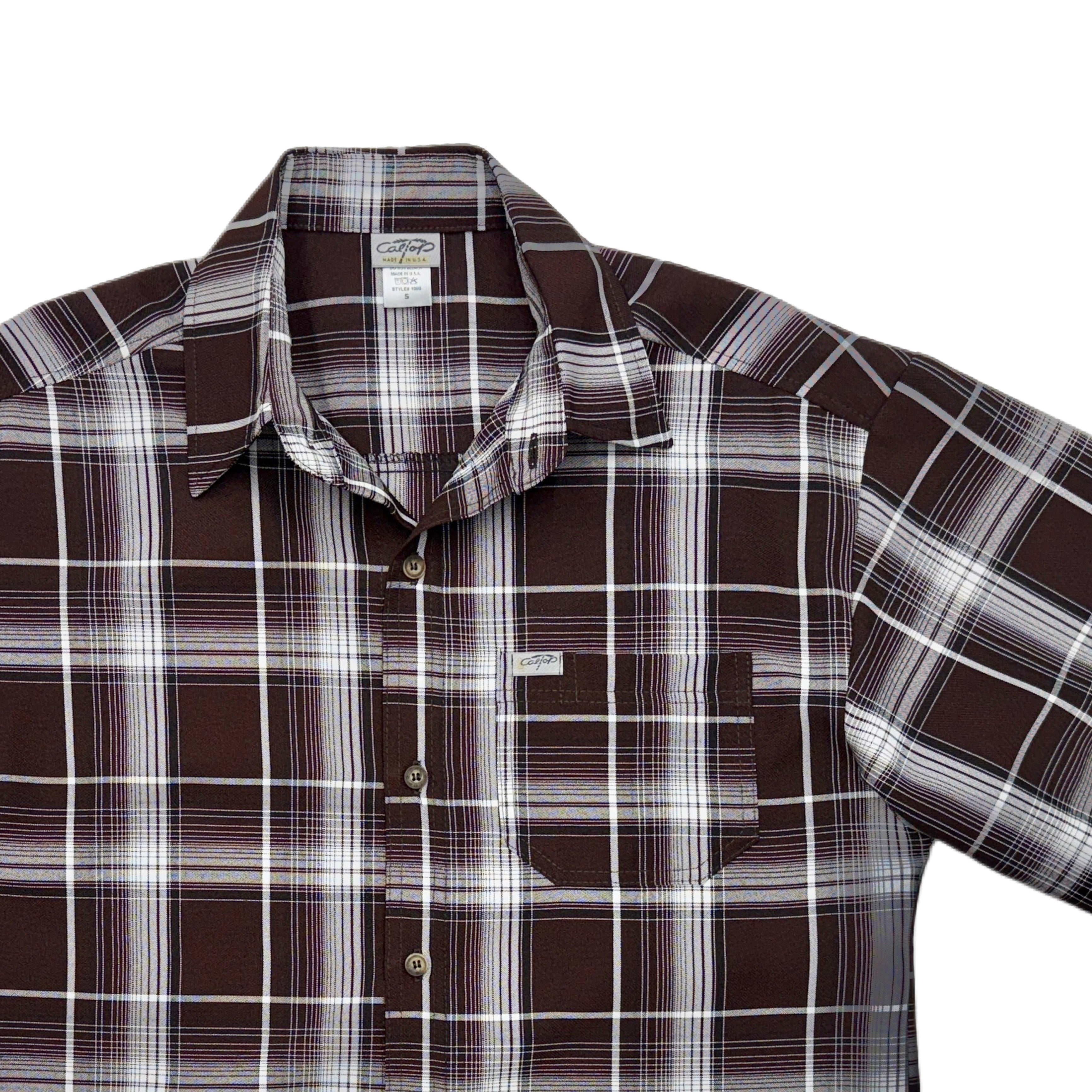 CALTOP Short Sleeve Button Up Plaid Shirt