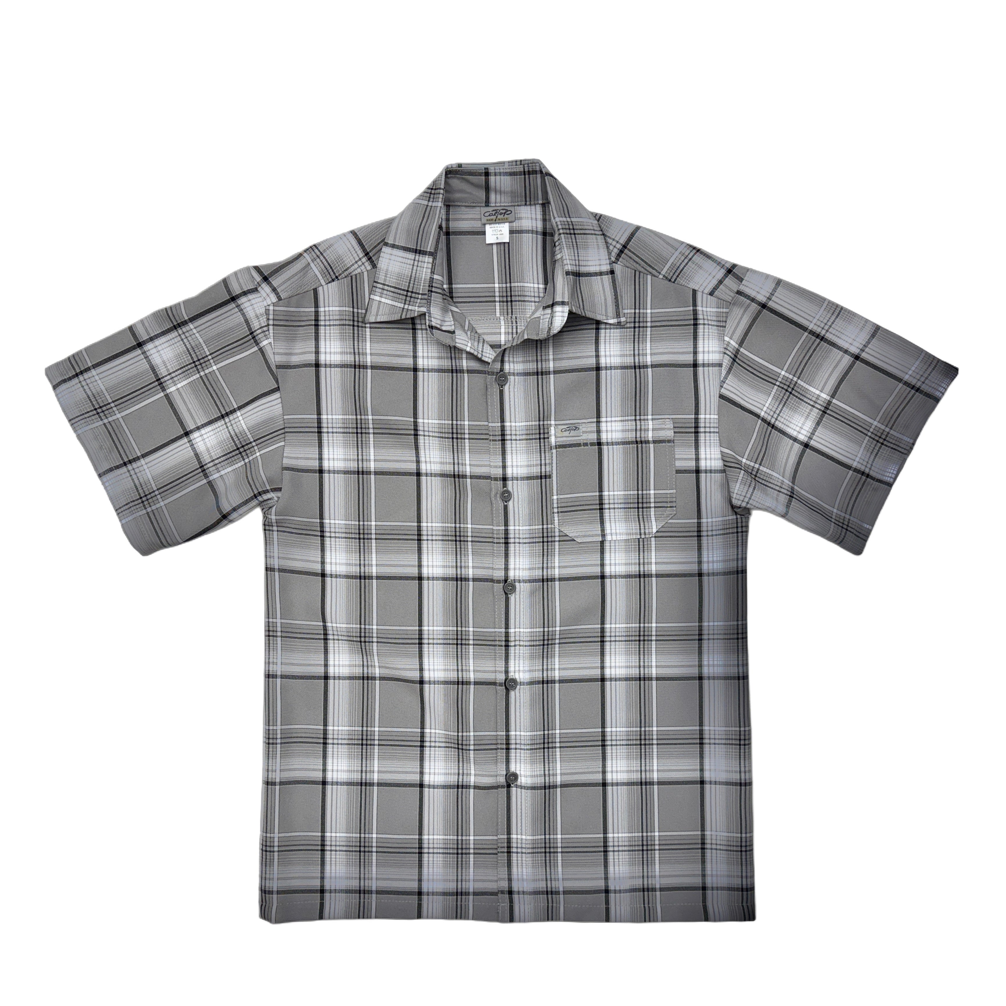CALTOP Short Sleeve Button Up Plaid Shirt