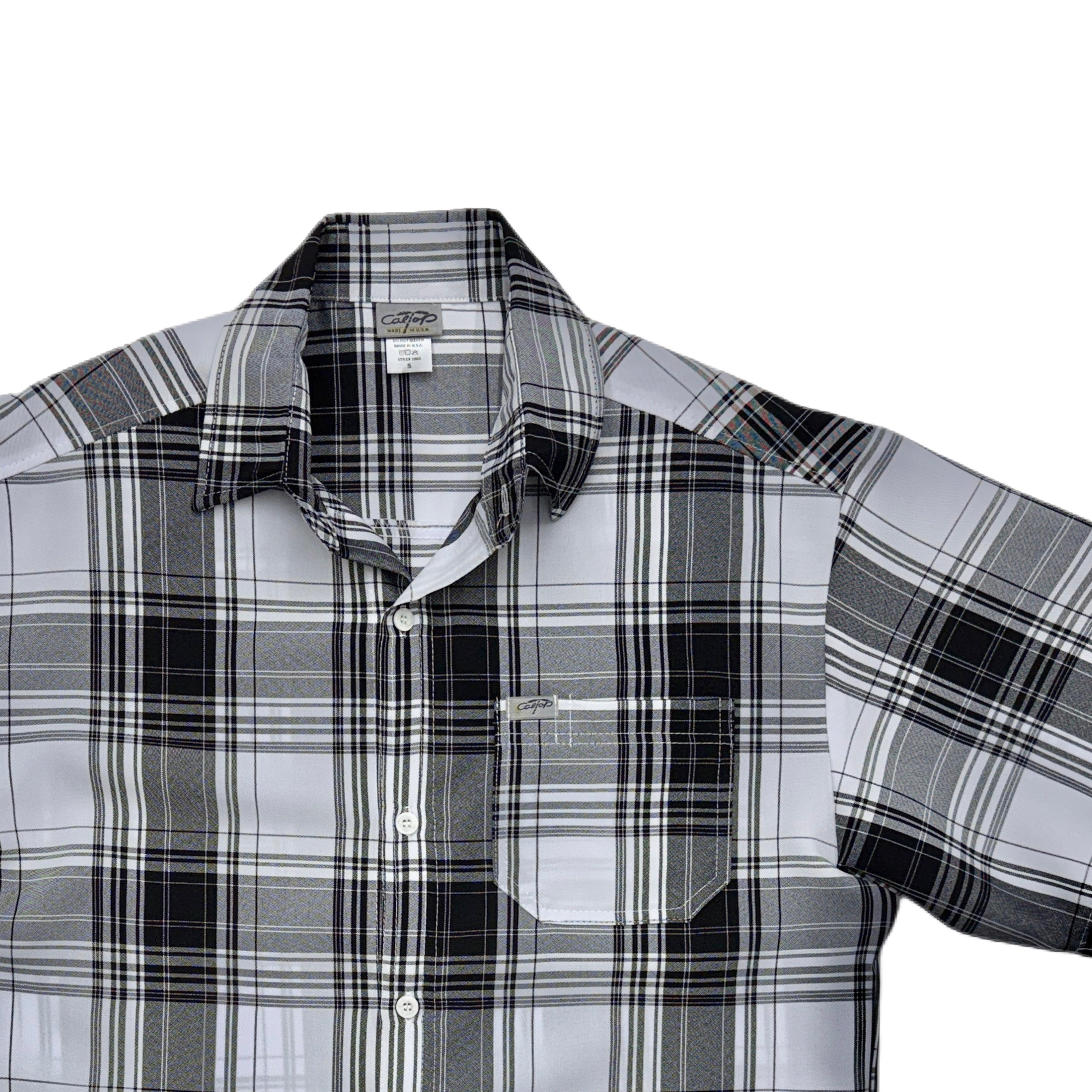 CALTOP Short Sleeve Button Up Plaid Shirt