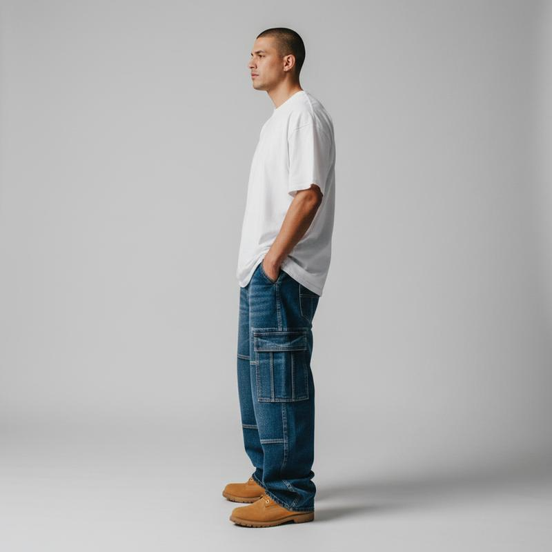Pro Club Men's Heavyweight Baggy Fit Denim Cargo Pant