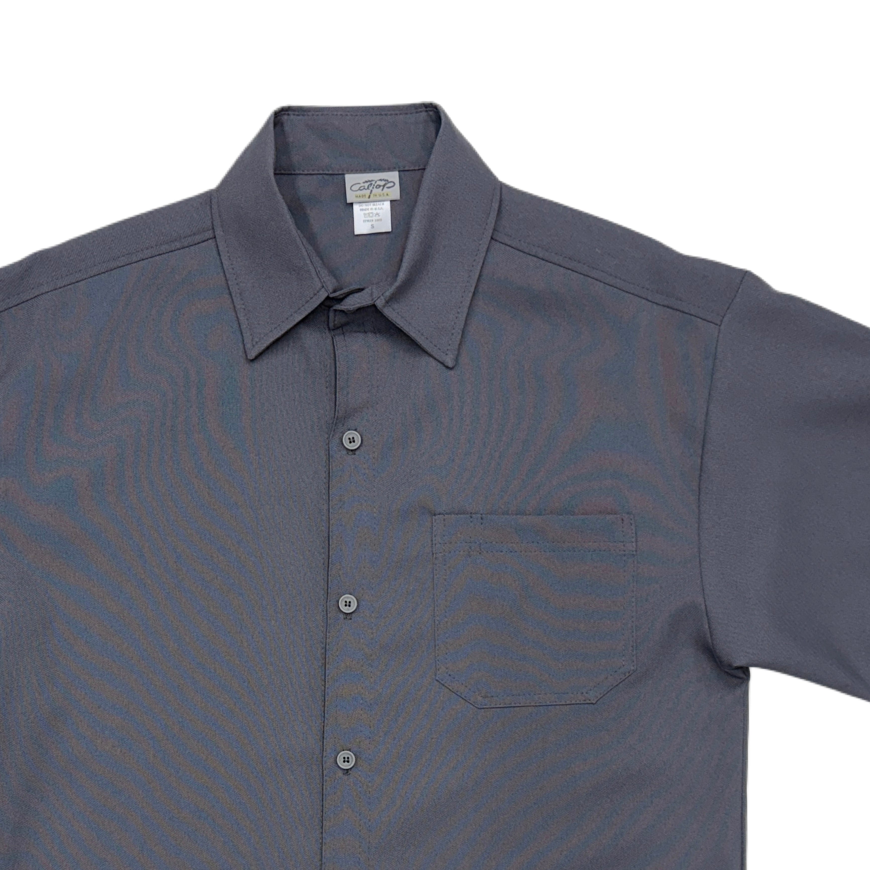 CALTOP Short Sleeve Button Up Solid Shirts