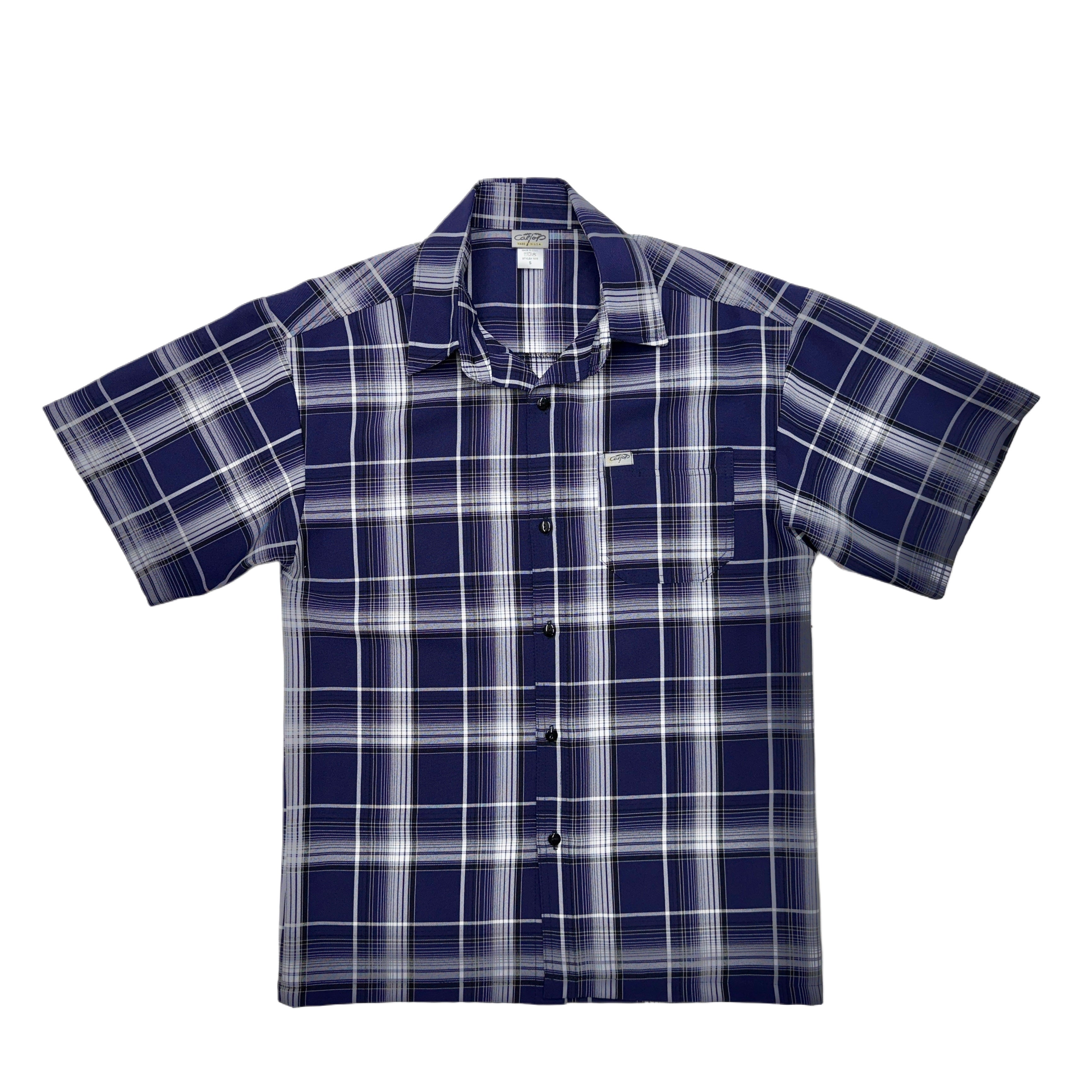 CALTOP Short Sleeve Button Up Plaid Shirt